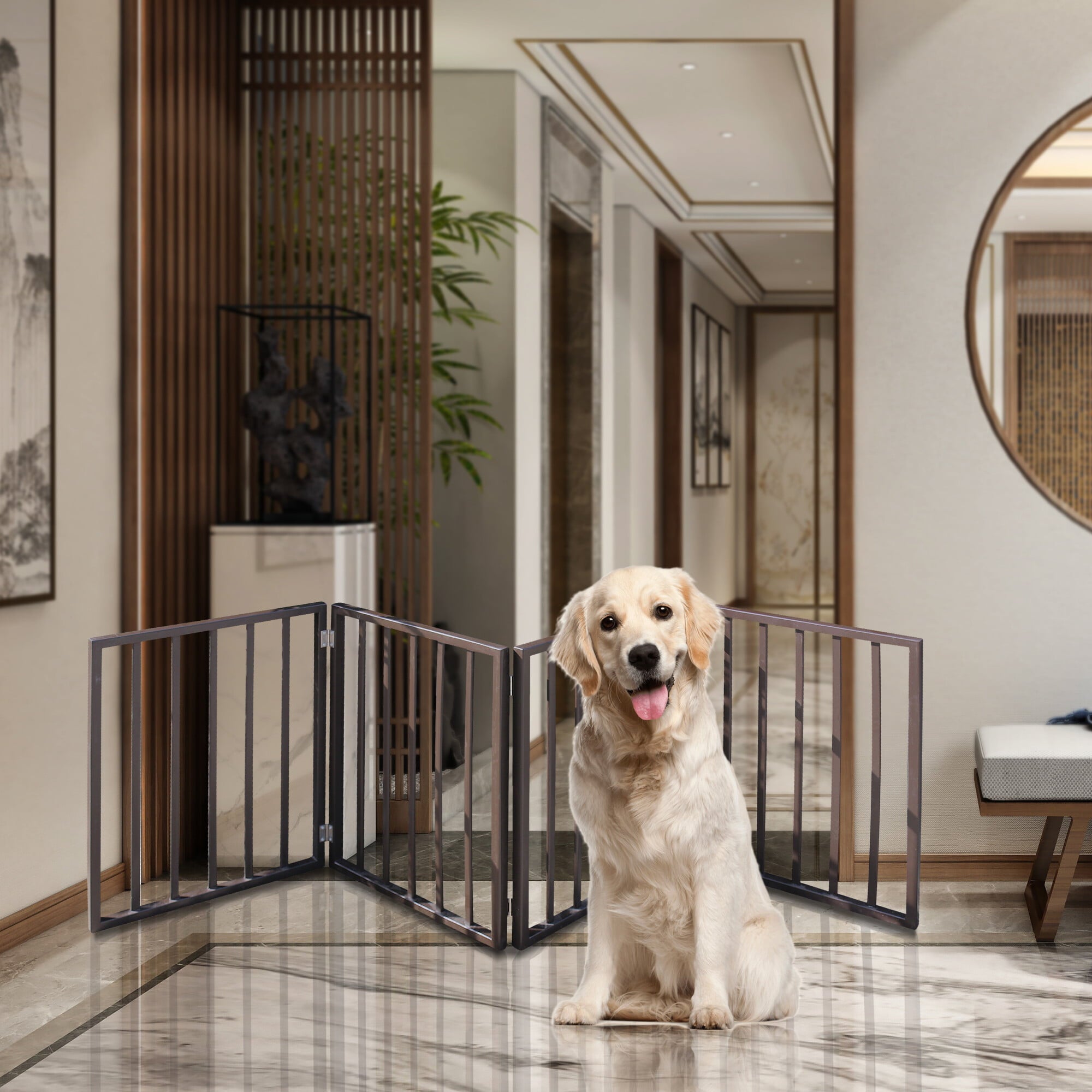 WEIKABU Pet Gate Dog Gate for Doorways， Freestanding and Folding， 73