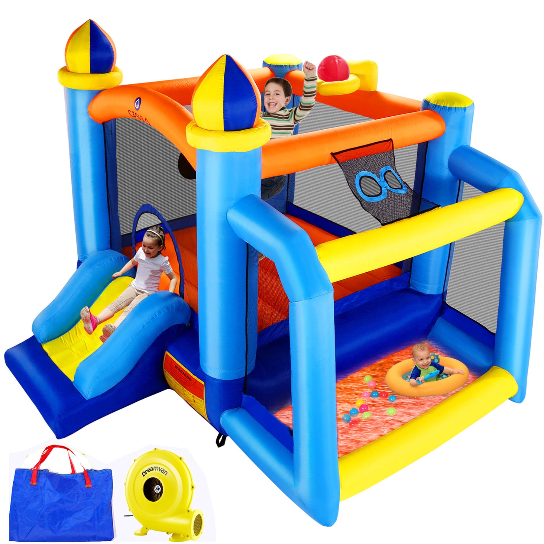 116''x 117'' Toddler Inflatable Bounce House Kids Jumping Bouncer Slide Large Jump Play Area with Blower