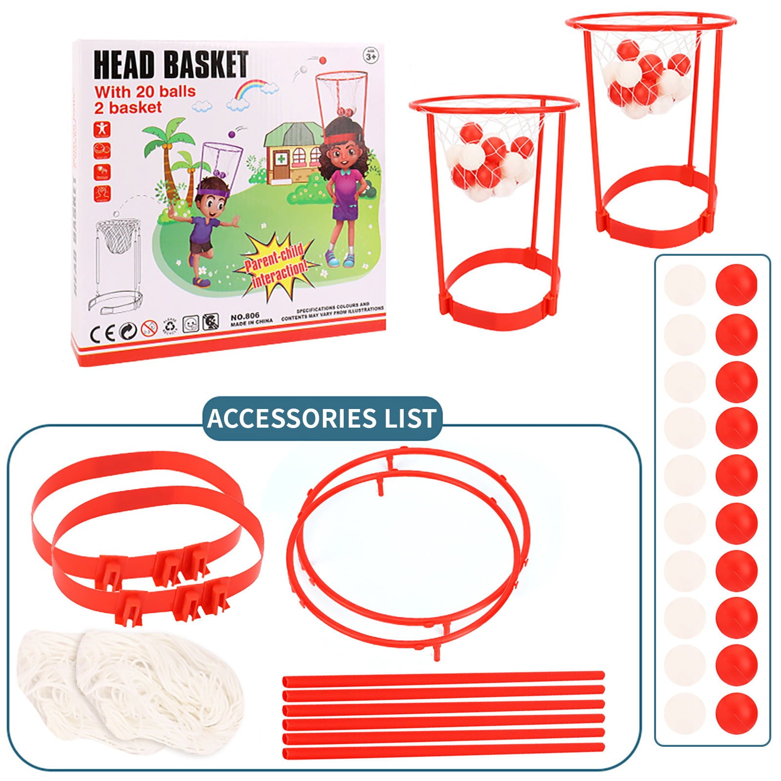 Fridja Head Hoop Basketball Game For Kids And Adults，Carnival Ball Game For Kids 2PC