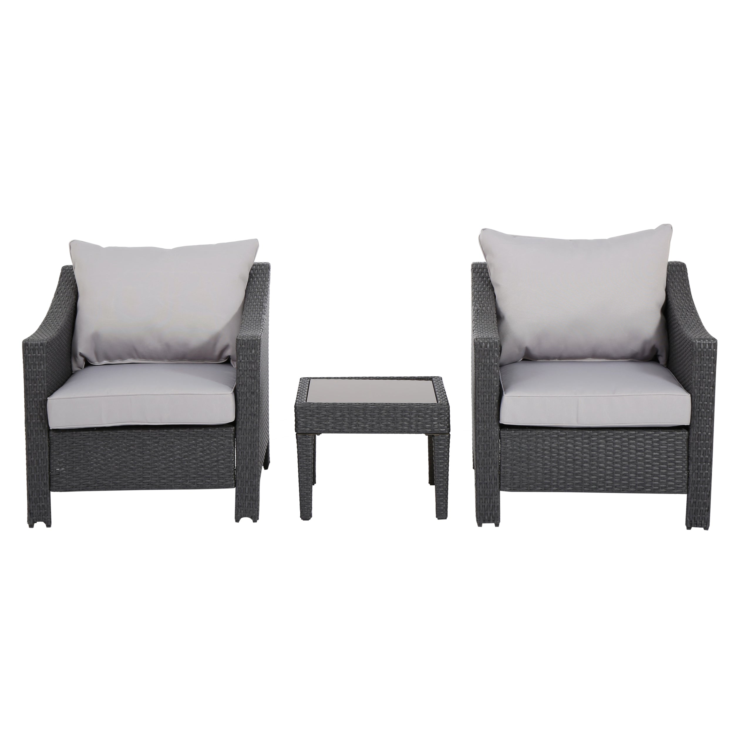 Antibes Outdoor 3pc Grey Polyethylene Chat Set