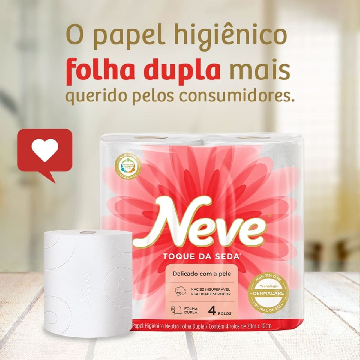 Papel Higienico Neve Toque de Seda Leve 24 Pague 21 - 24 Rolos