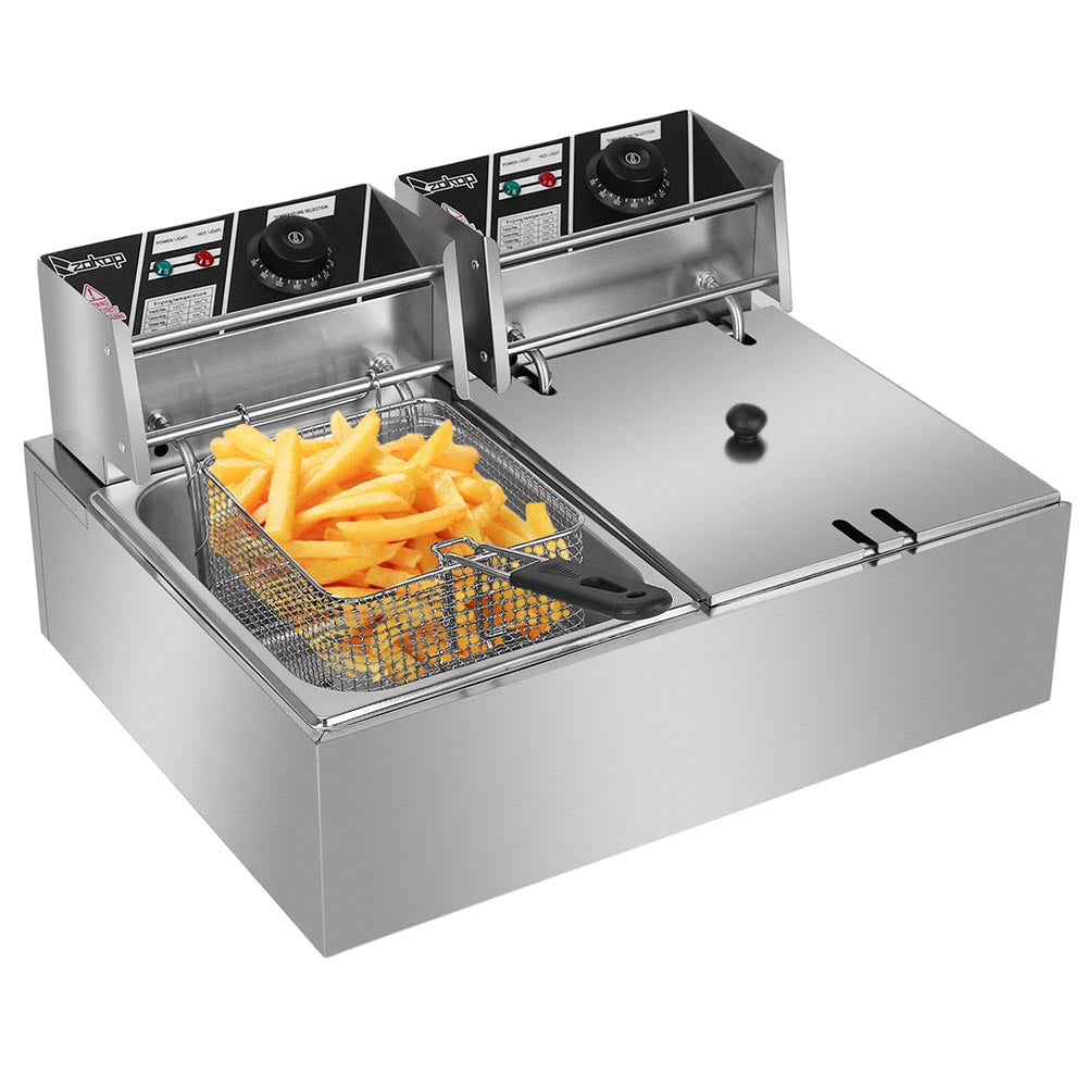 Yescom Double Deep Fryer for Turkey Fish 2x12.7QT 110V 5000W