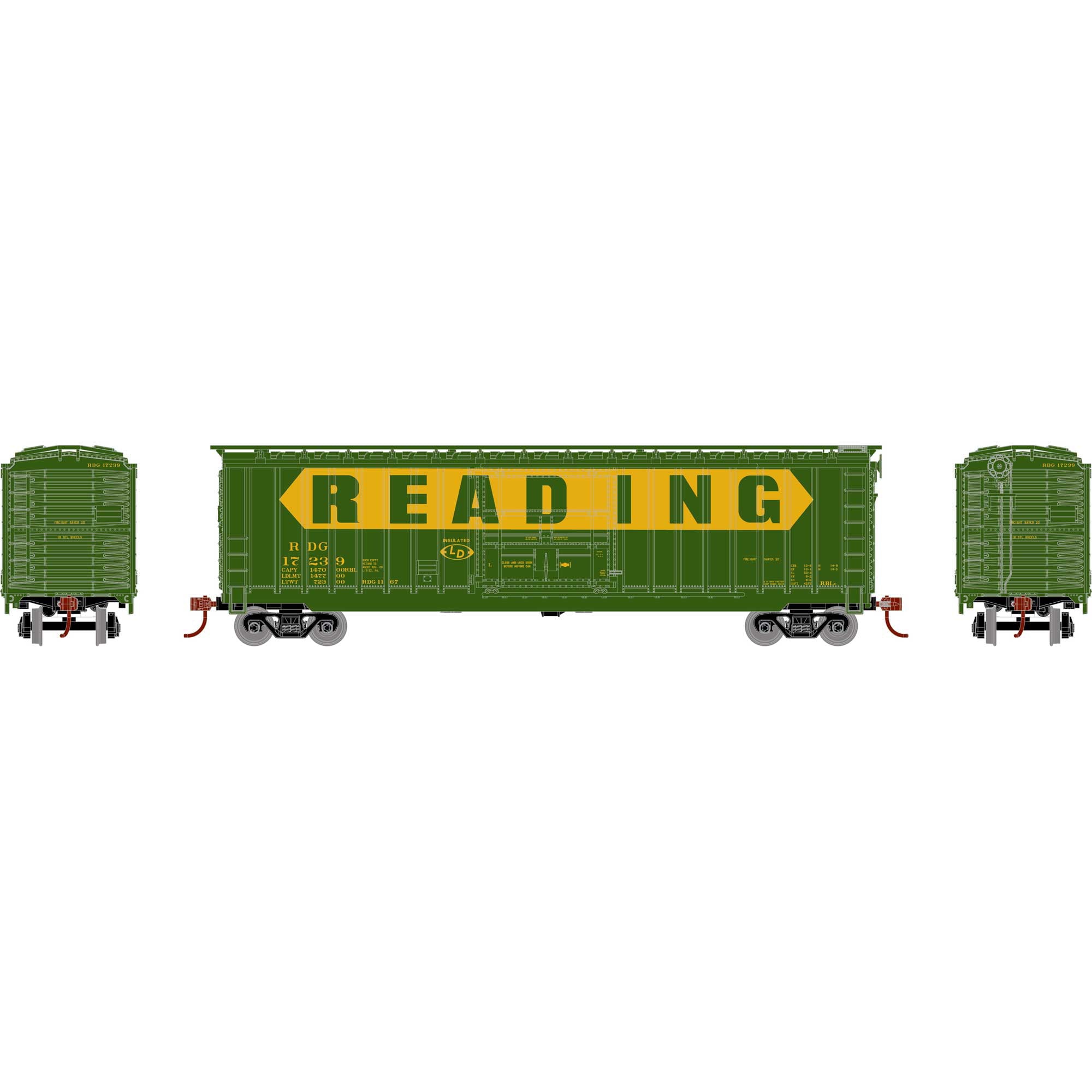 Athearn HO 50' OB Plug Door Box RDG #17239 RND40233 HO Rolling Stock