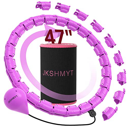 JKSHMYT Smart Weighted Fit Hoop Plus Size for Adults Weight Loss， Hula Circle-2 in 1 Infinity Fitness Hoop， 24 Links Detachable and Size Adjustable， with Ball Auto Rotate 360 Degree for Kids and Women