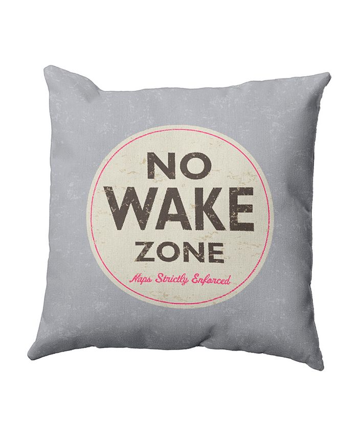 E by Design Nap Zone 16 Inch Gray Decorative Word Print Throw Pillow