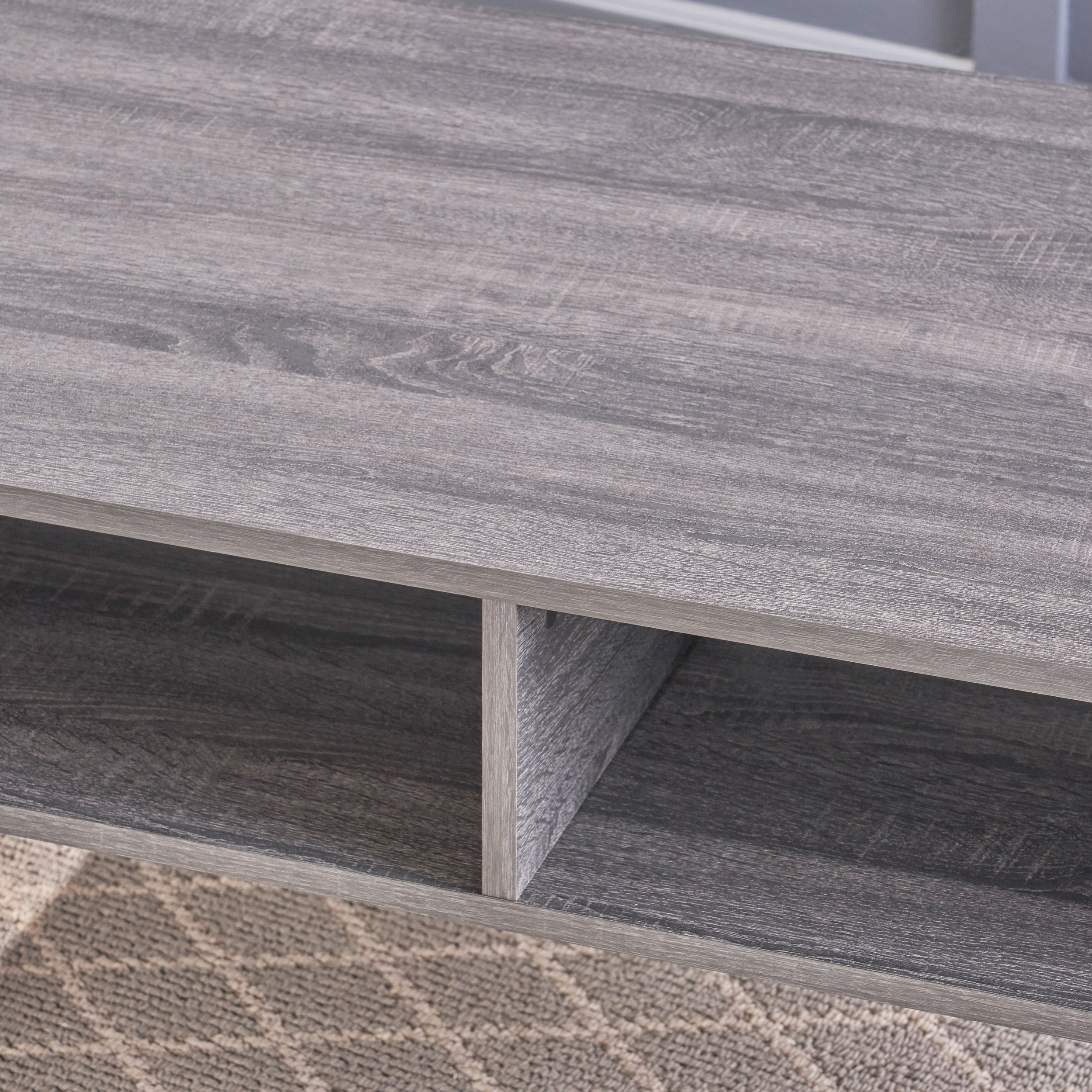 Savone Mid Century Modern Faux Wood Overlay Coffee Table