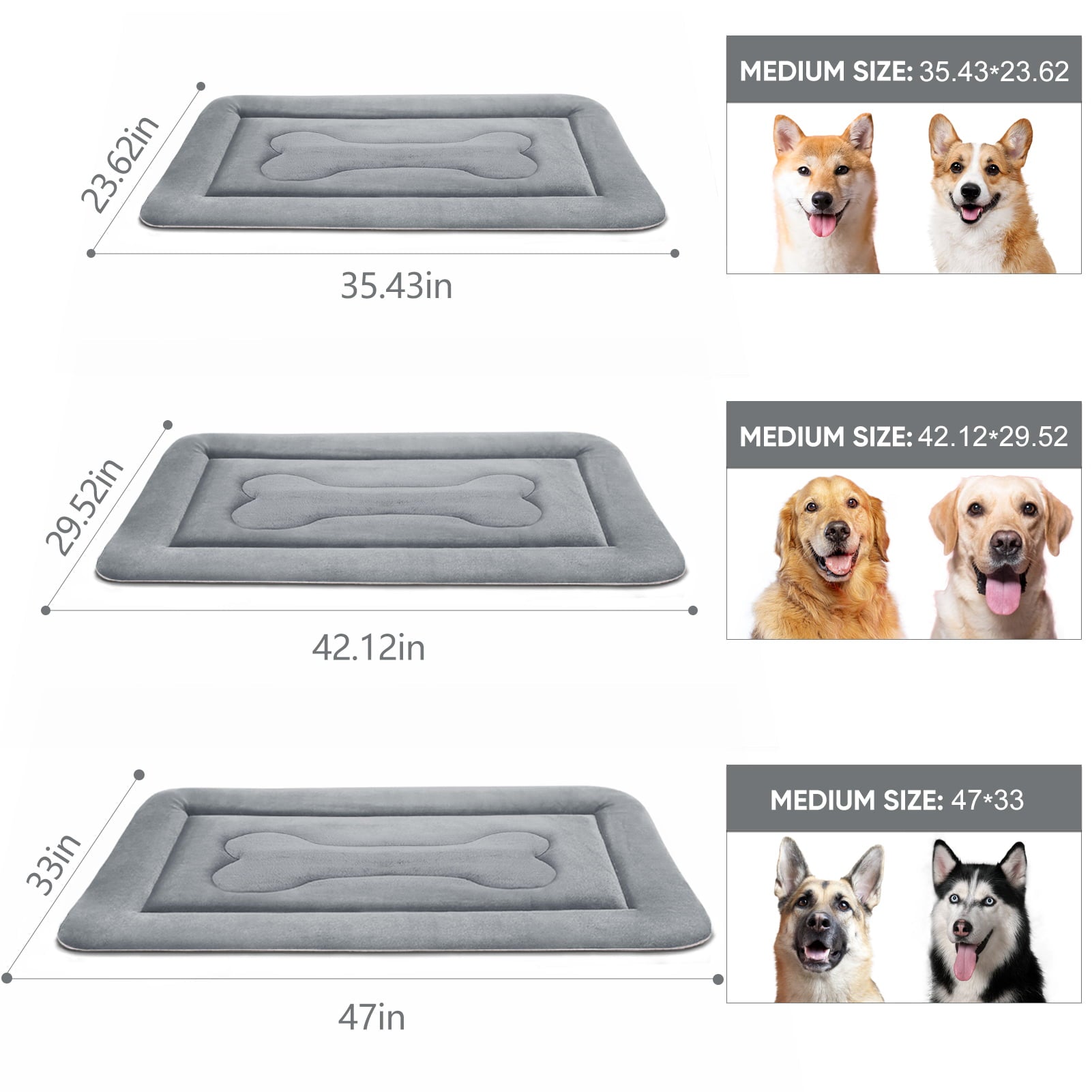 PROCIPE Dog Beds 36in Crate Mat Anti-Slip Washable Soft Mattress Kennel Pads