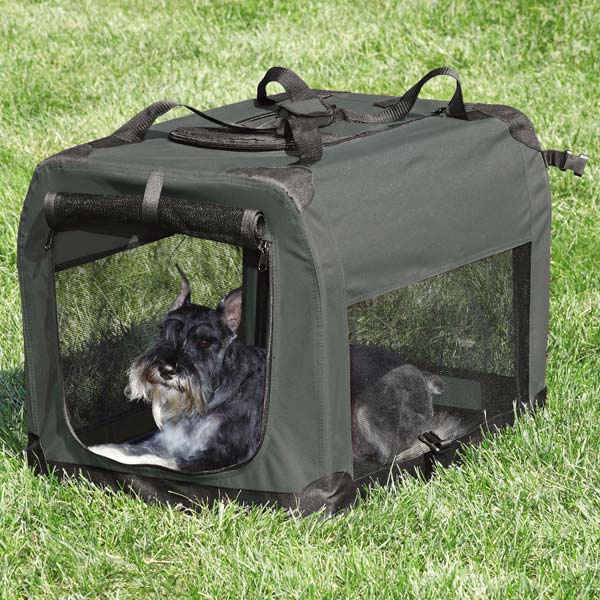 SOFT SIDED Charcoal High Quality Collapsible Crates for Dogs Mesh Window Panels (Small 28