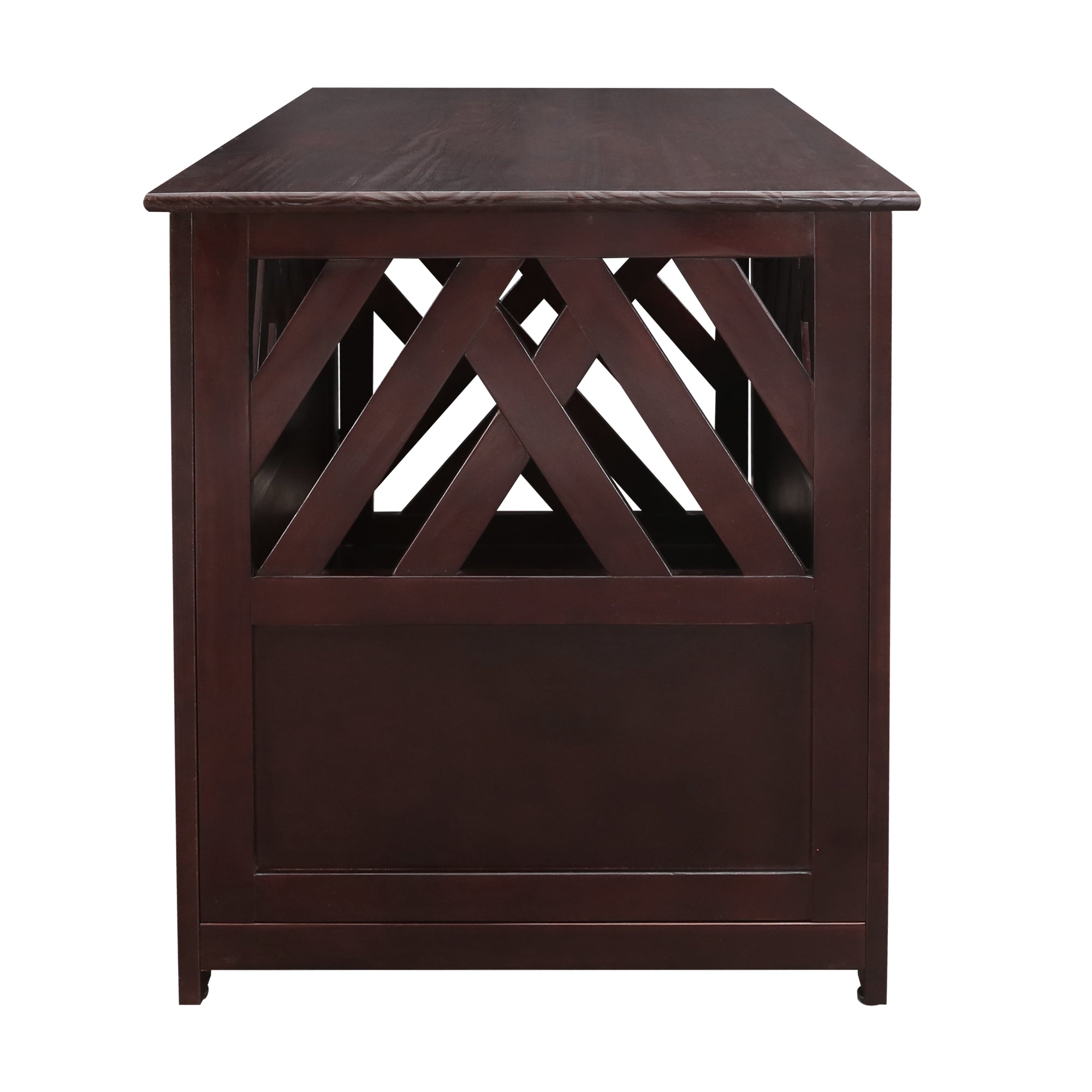 Casual Home Modern Lattice Wooden Pet Crate End Table， Espresso， Medium， 33