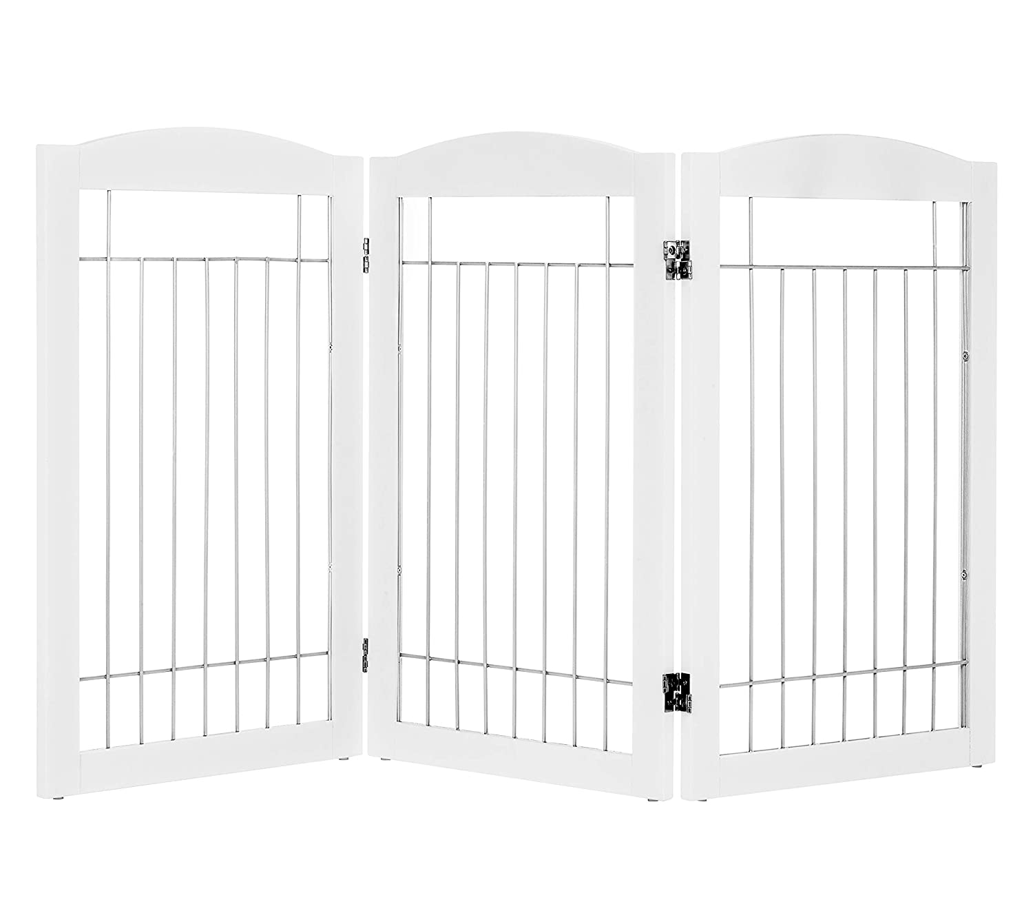 PAWLAND Pet Gate for the Houes， Doorway， Stairs， 60'W， 30'H， White 3 Panels