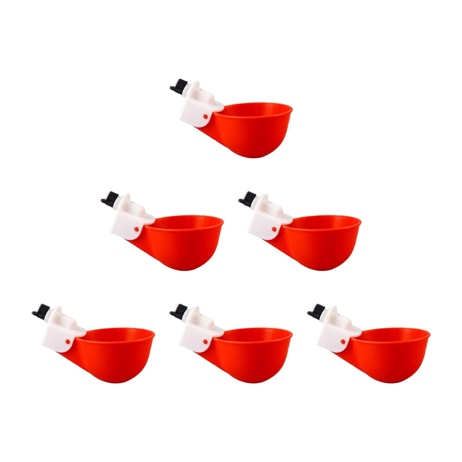 6x Chicken Water Cups Feeder Tools Chicken Feeder Cup for Quail Chick Coop Goose Red