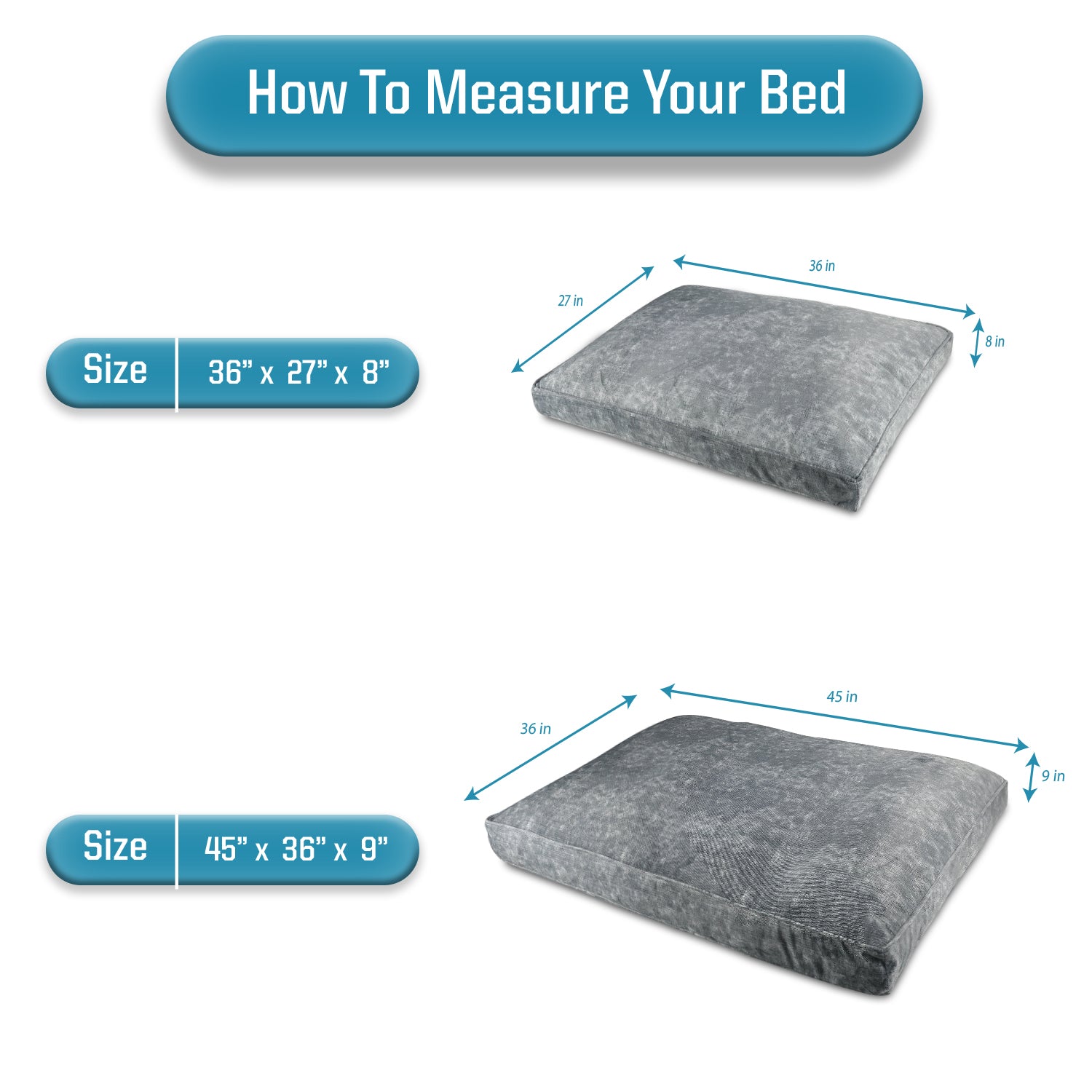 Canine Creations Arlee Pillow Rectangle Pet Dog Bed - Orthopedic Therapeutic - Chew Resistant - Assembled USA - Medium/Large/Extra Large (choose your color)