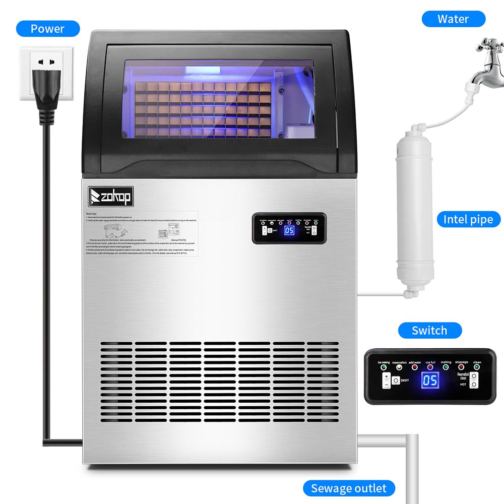 Yescom Ice Cube Maker 200lbs/24h Self-sterilizing