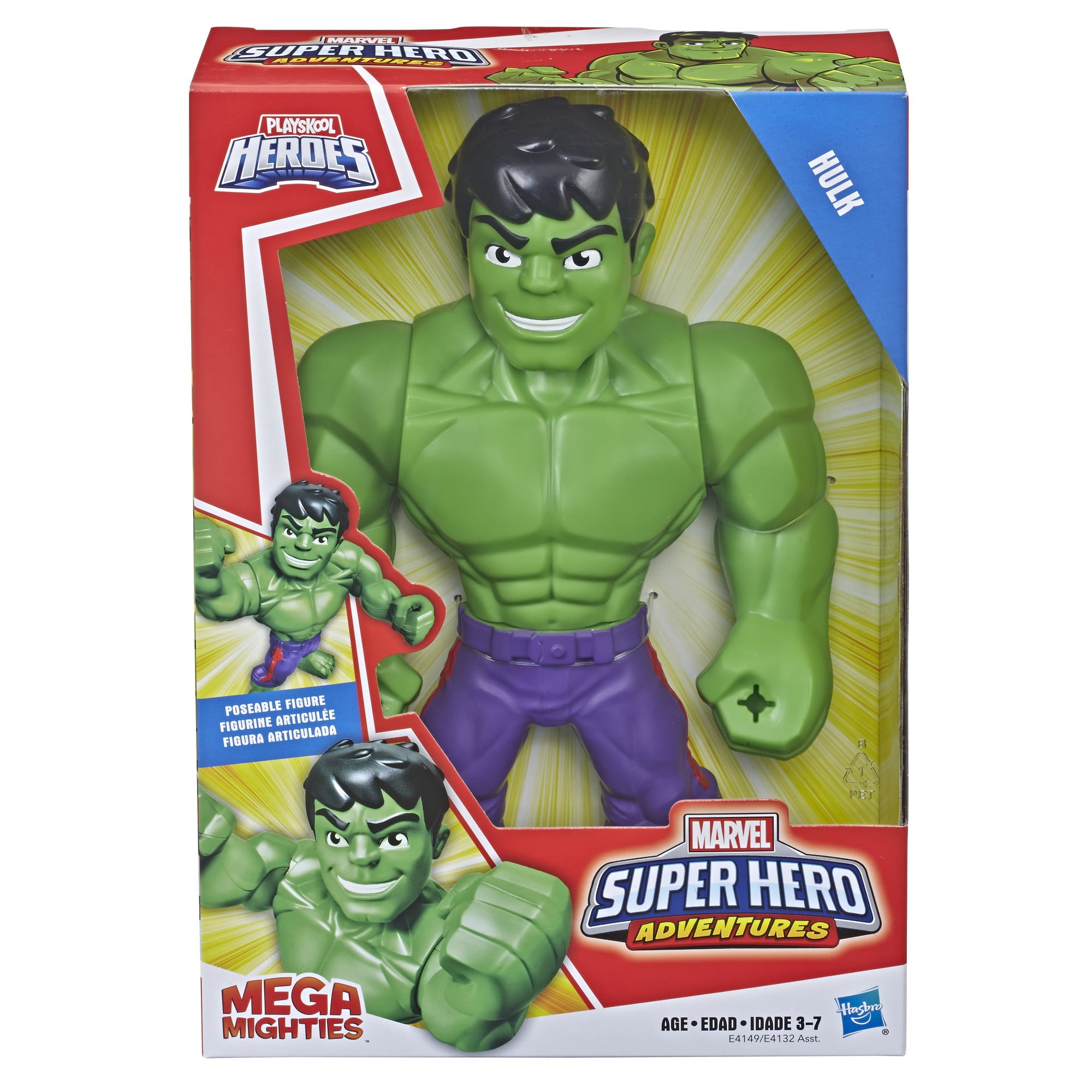 Playskool Marvel Super Hero Adventures Mega Mighties Hulk， 10-Inch Toy