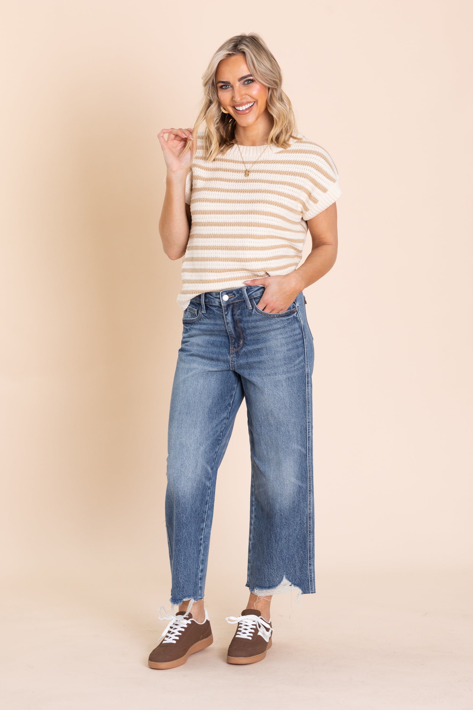 Judy Blue Rigid Magic Distressed Hem Crop Jean