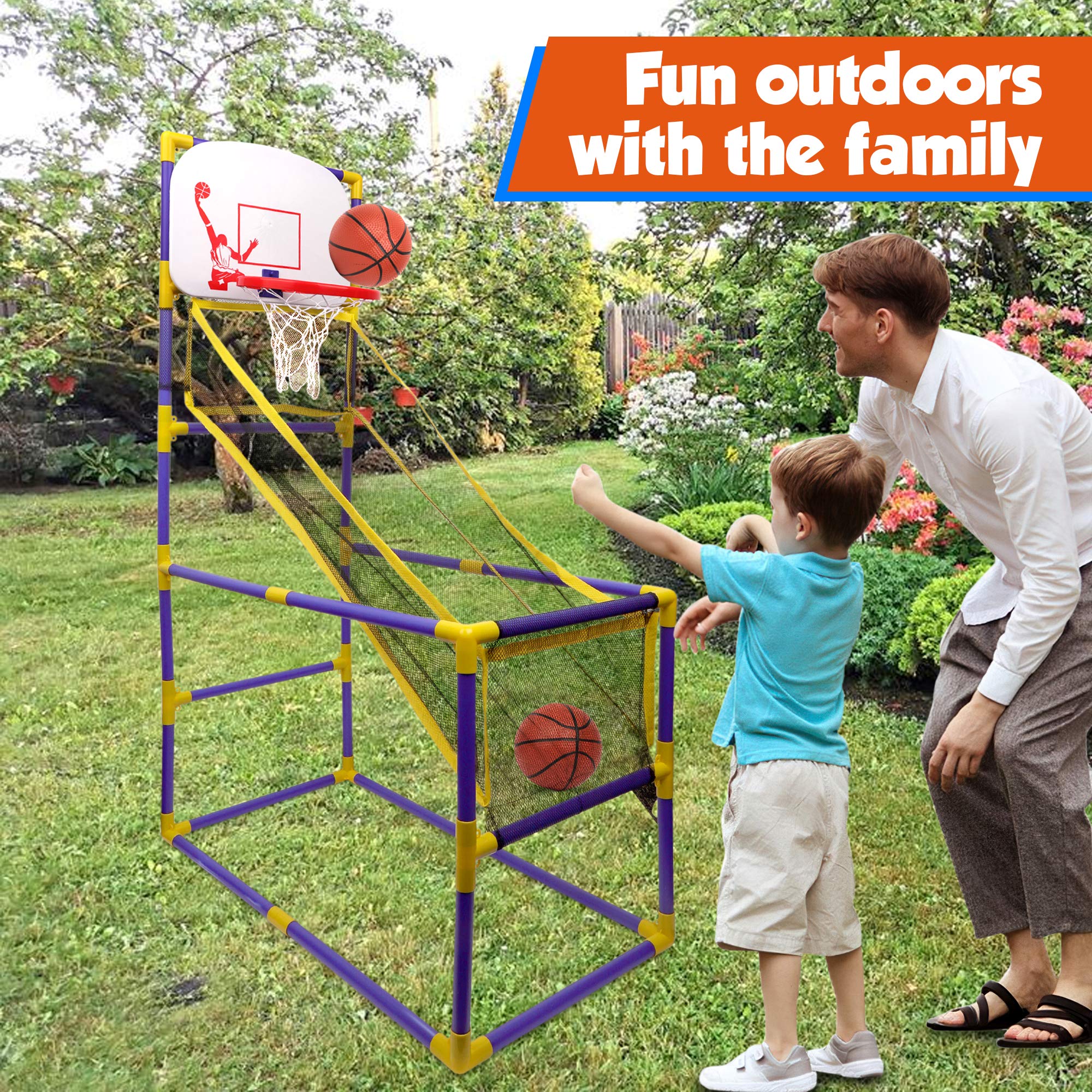 Point Games The Boomer Basketball Hoop Game， Indoor or Outdoor Arcade Sport Toy， Easy to Install， Fun and Entertaining for all Ages