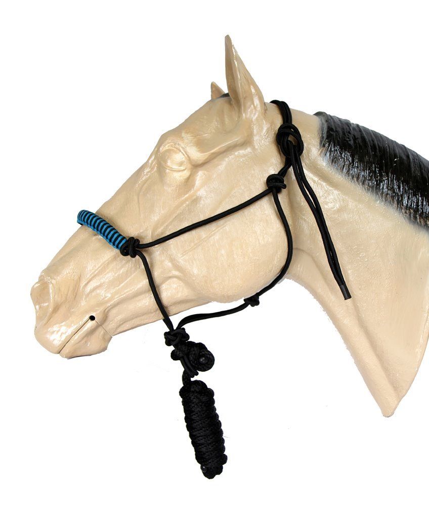 Braided Noseband Rope Halter with 8 Foot Lead Purple