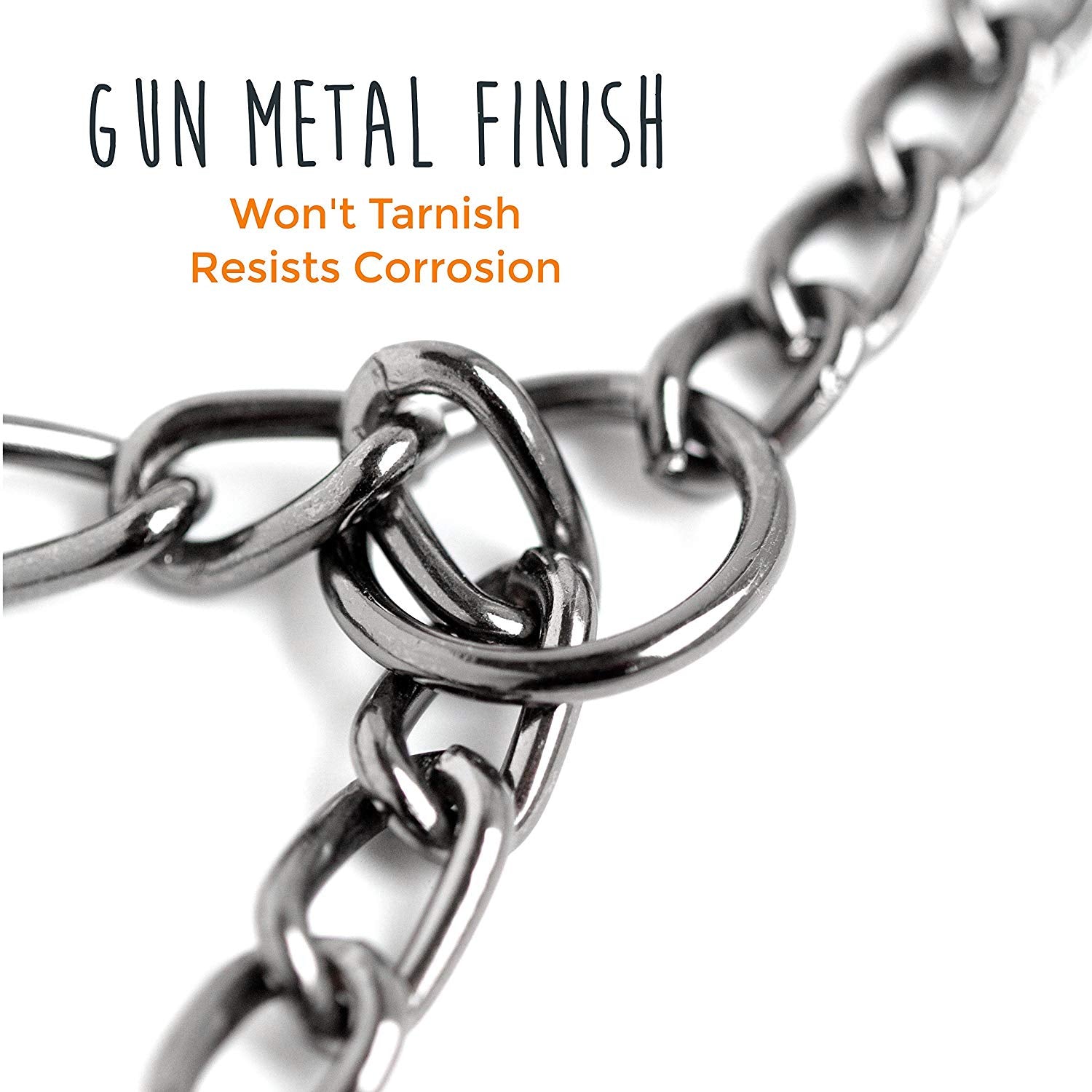 Mighty Paw Gun Metal Chain Slip Collar， Cinch Dog Collar， Choke Chain Metal Collar