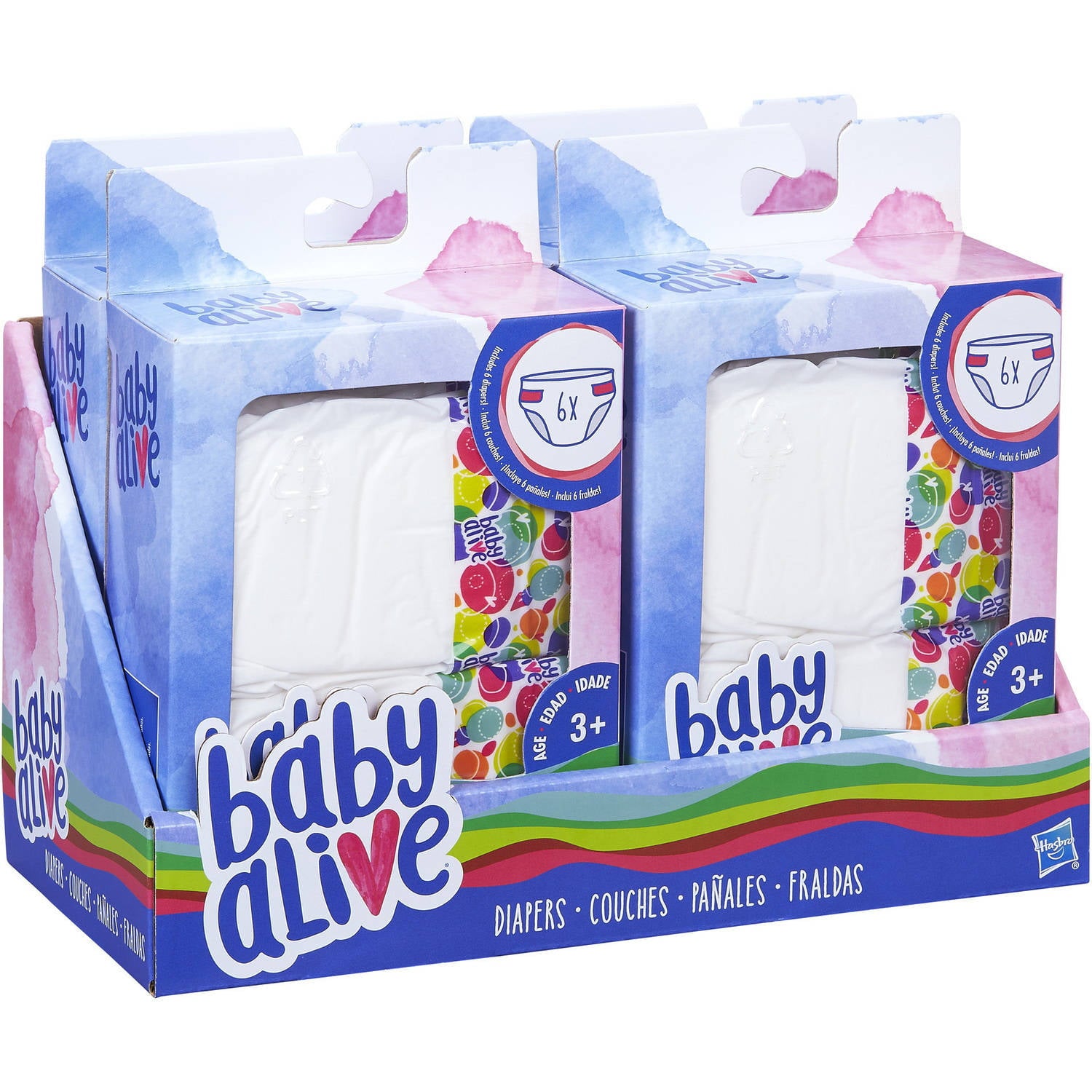 Baby Alive 6 Pack of Diaper Refills for Baby Alive Dolls, Includes 6 Diapers