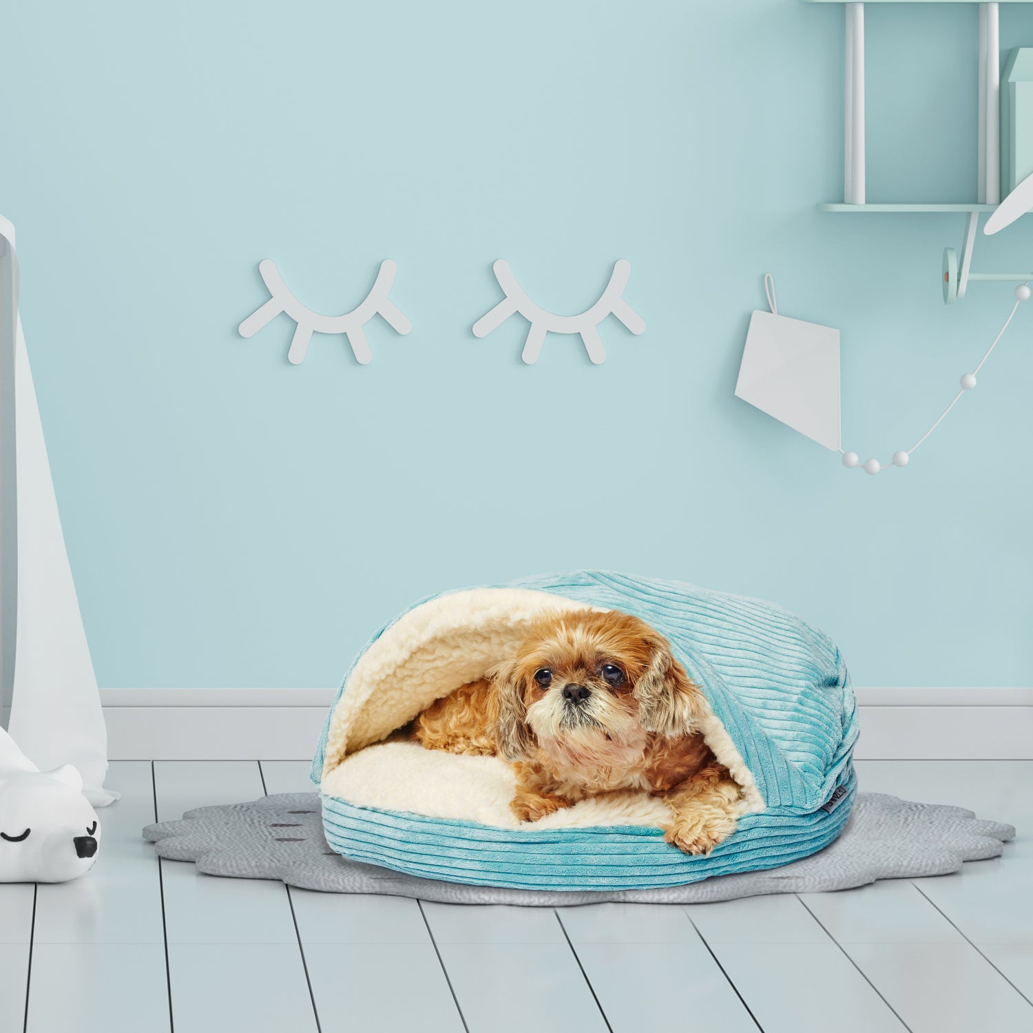 Precious Tails Plush Corduroy And Sherpa Lined Pet Dog Bed