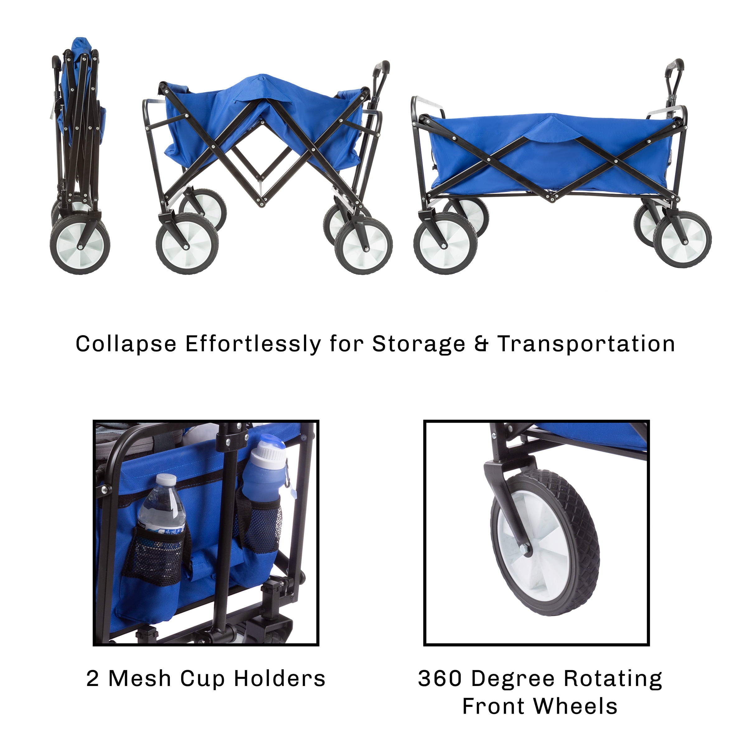 Folding Wagon All-Terrain Utility Pull Wagon， For Camping by Wakeman Outdoors