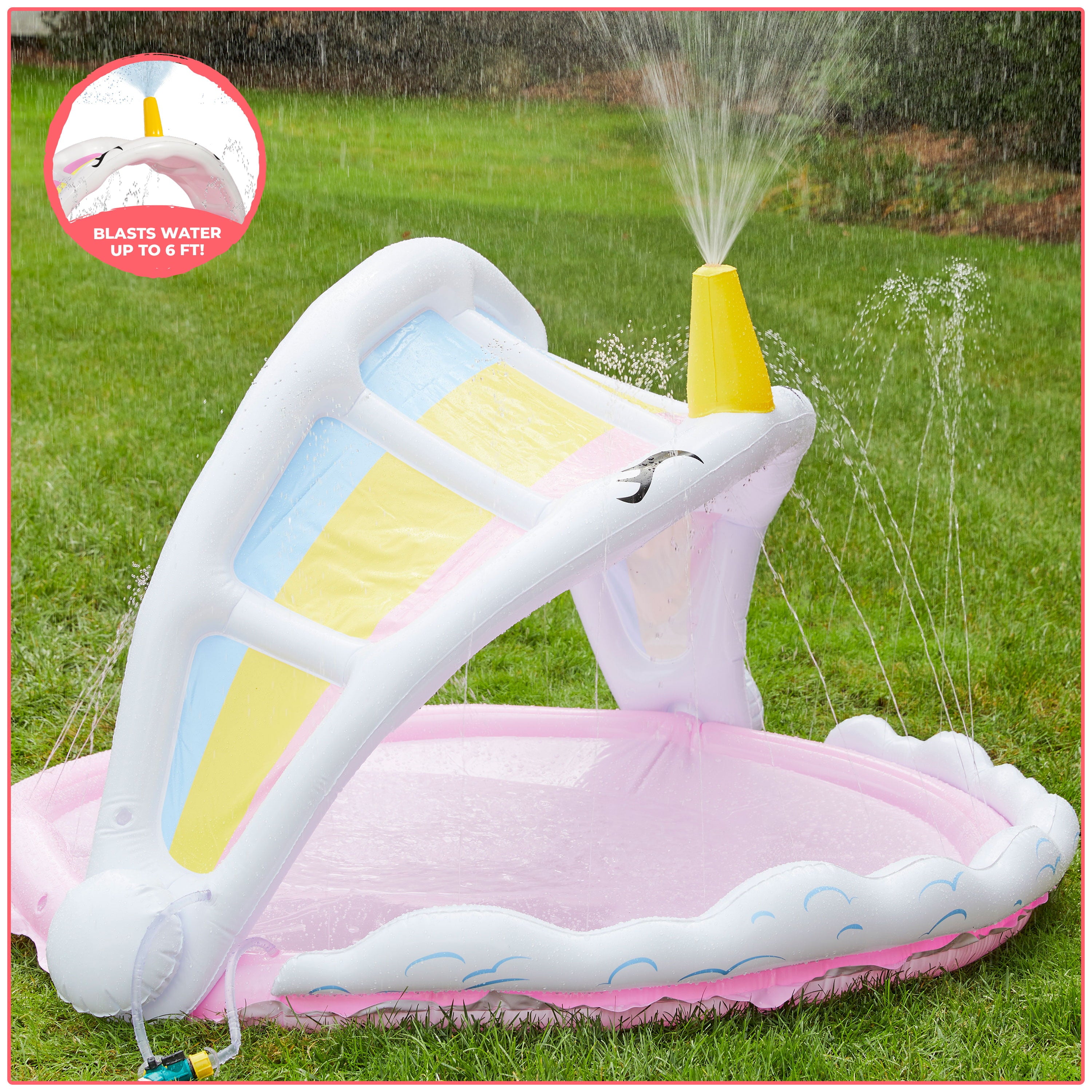Sunsmart Rainbow Unicorn Shade N' Splash Sprinkler and Splash Pad 5.5'
