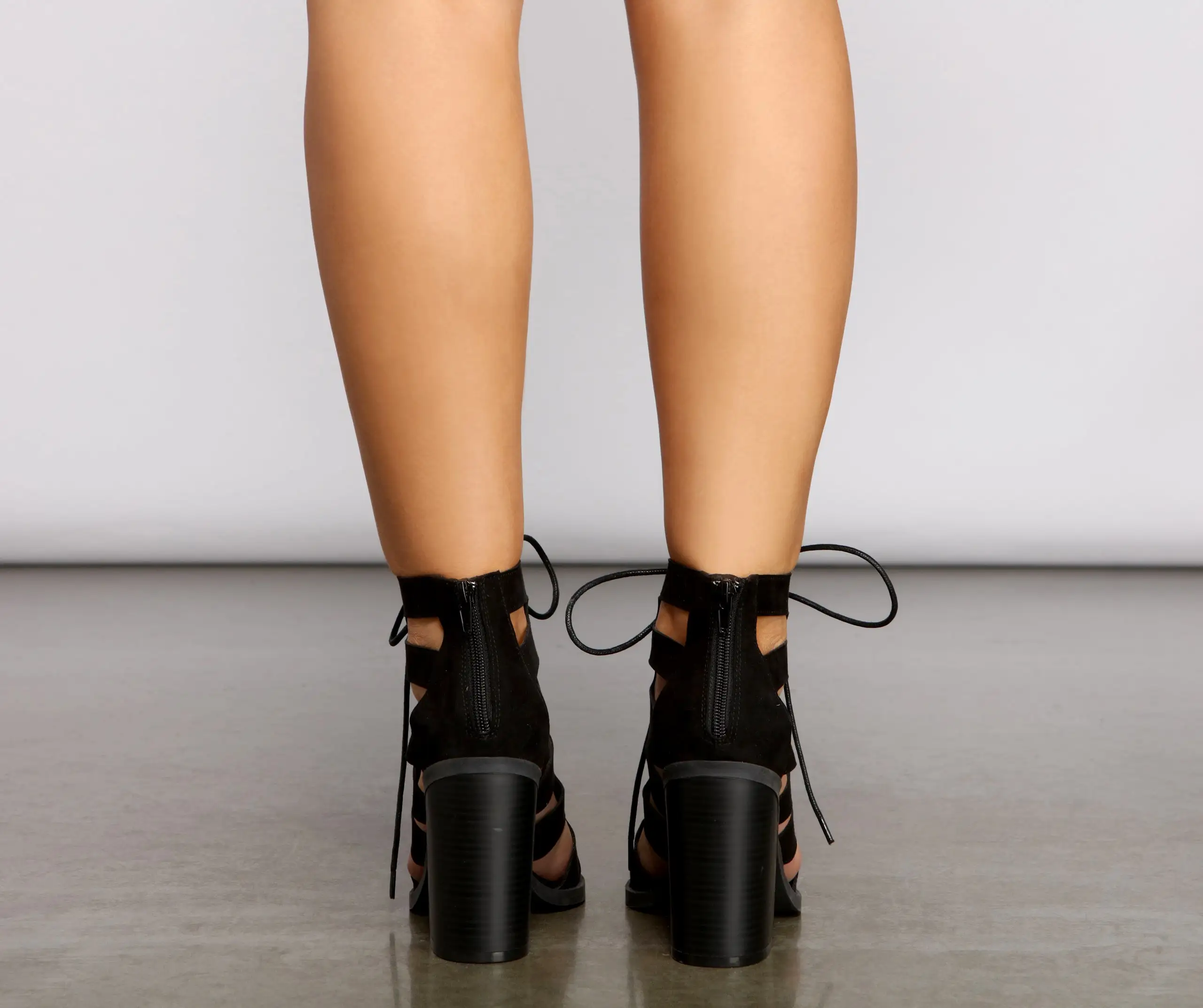 Faux Suede Lace Up Booties