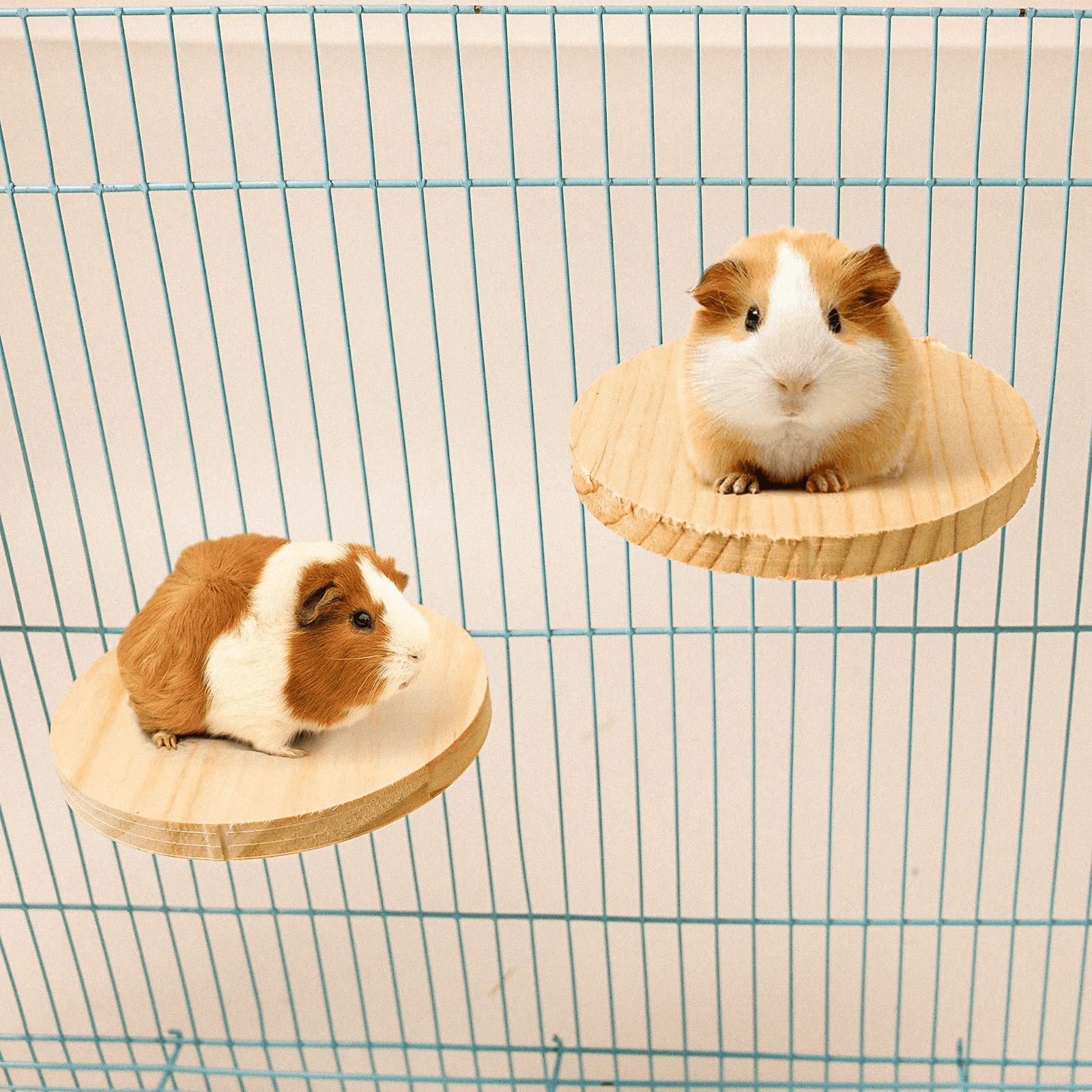 4 Pcs Hamster Wooden Platform， L-Shaped Large Platform Natural Wooden Parrot Round Standing Board， Rat Activity Chinchilla Bird Cage Accessories for Squirrel Gerbil Chinchilla Dwarf Hamster