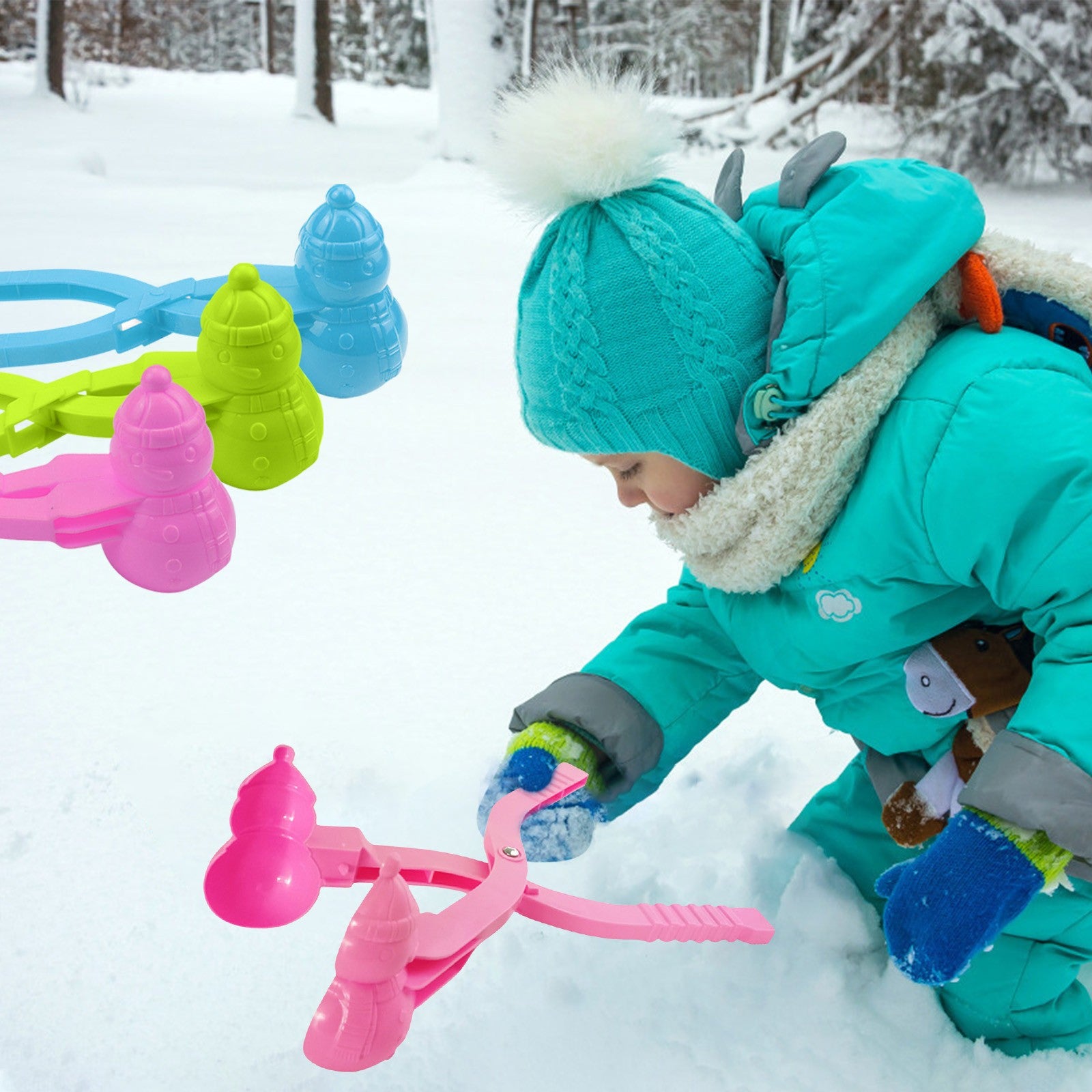 Fridja Snow Snowball Maker Clip Maker Animal Shaped Snow Sand Mold Tool Winter Kids