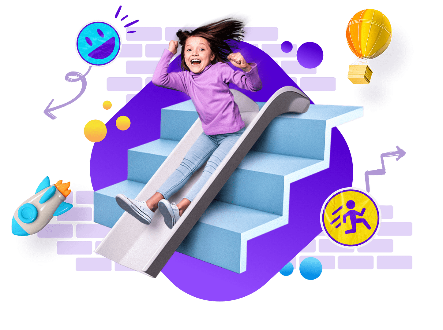 The Original StairSlide - Portable， indoor， slide for kids ages 3-12.  Single slide unit