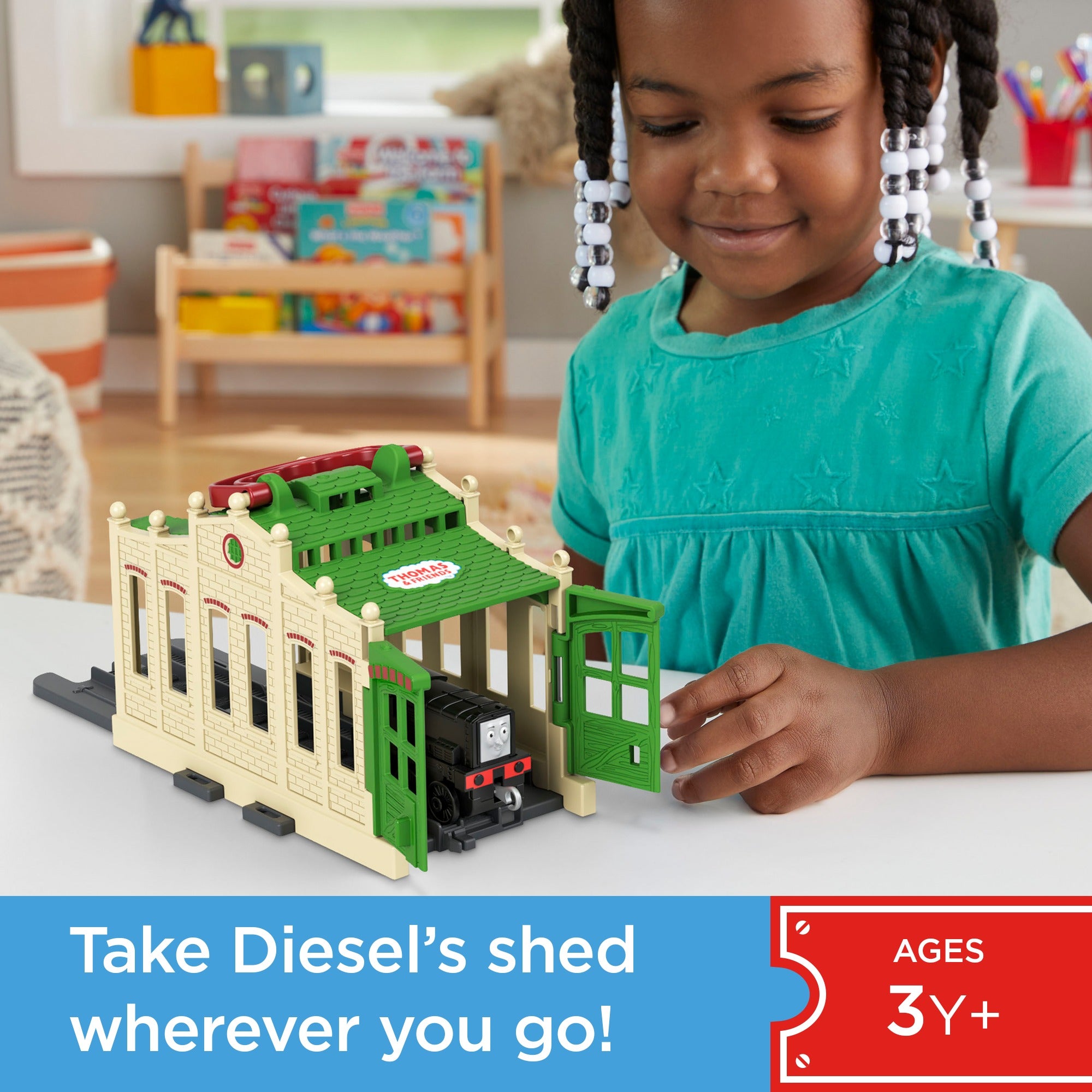 Thomas and Friends Connect and Go Diesel Train Engine And Shed