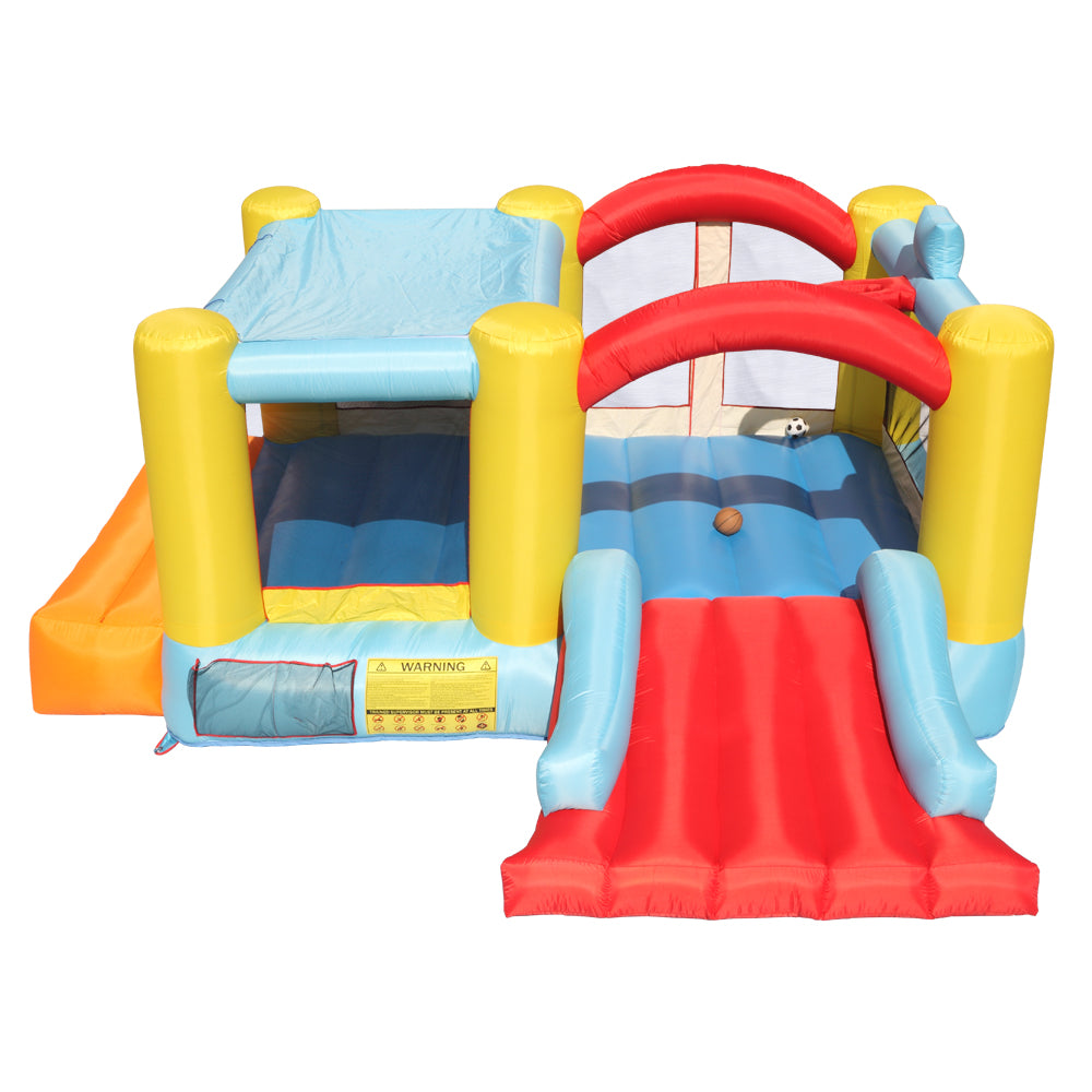 Topcobe Inflatable Bounce House for kids， Castle Jumper Bouncer Castle with Water Slide Pool， Basketball Hoop， 3 Balls