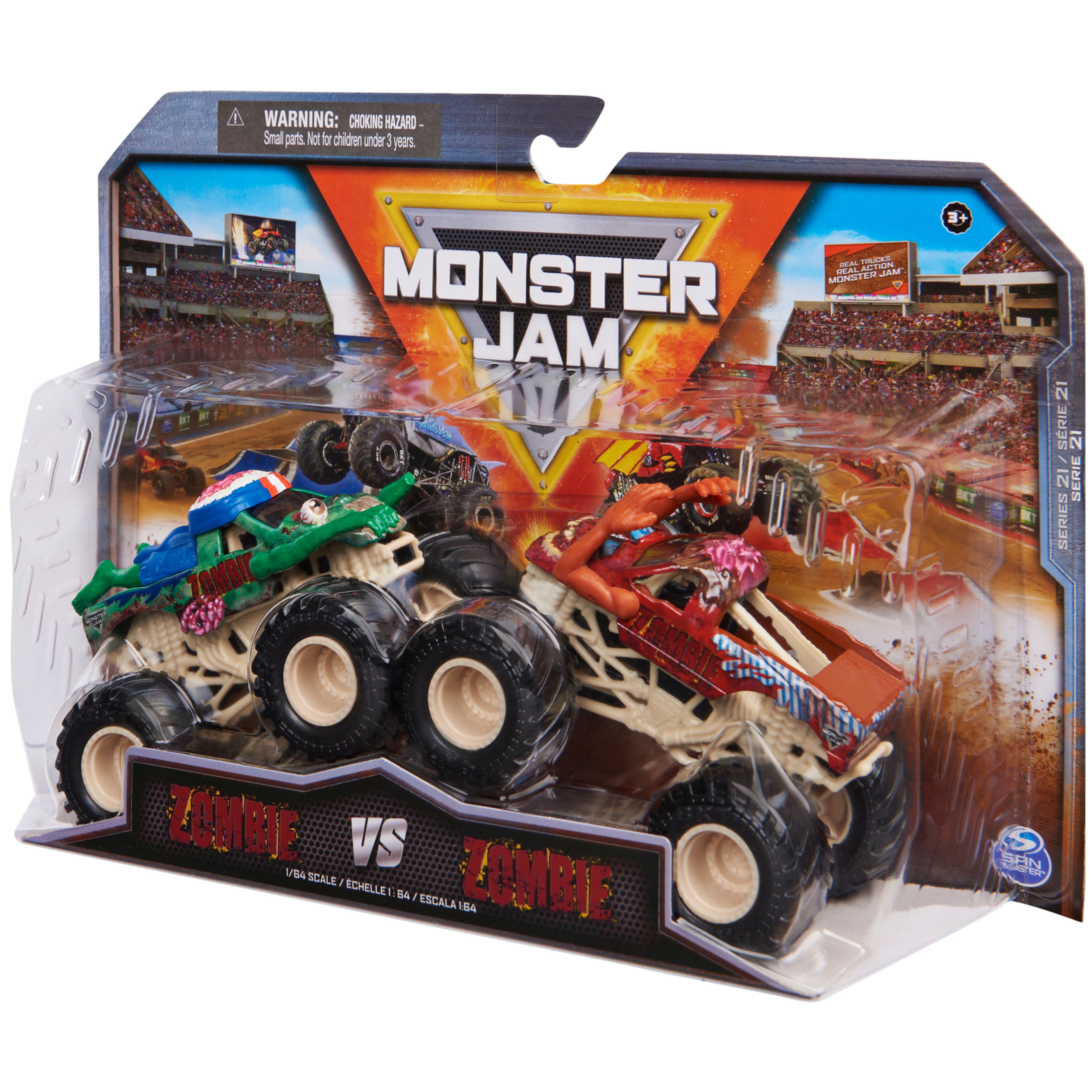 Monster Jam， Zombie Vs. Zombie 1:64 Scale Die-Cast Monster Trucks