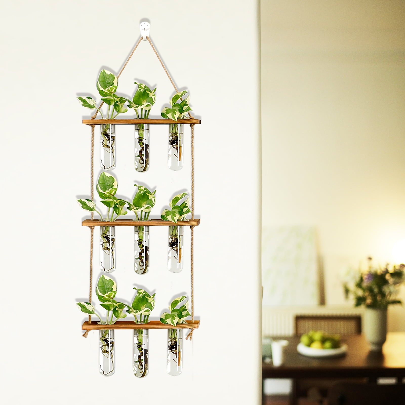 XXXFLOWER Wall Hanging Propagation Station  with 9  Tubes, Planter Terrarium  Size:27.9" x 7.9"