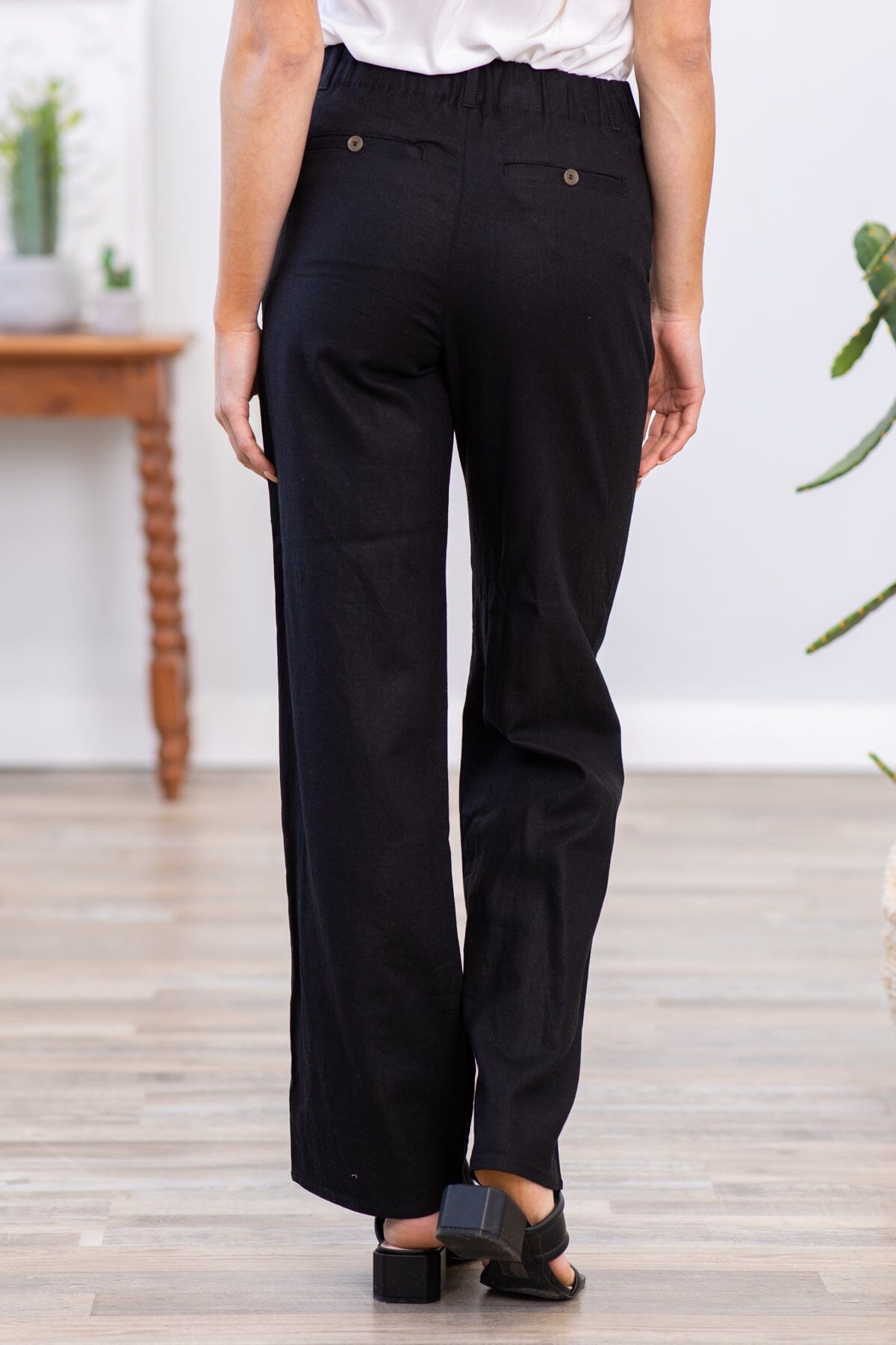 Black Wide Leg Trouser Pants