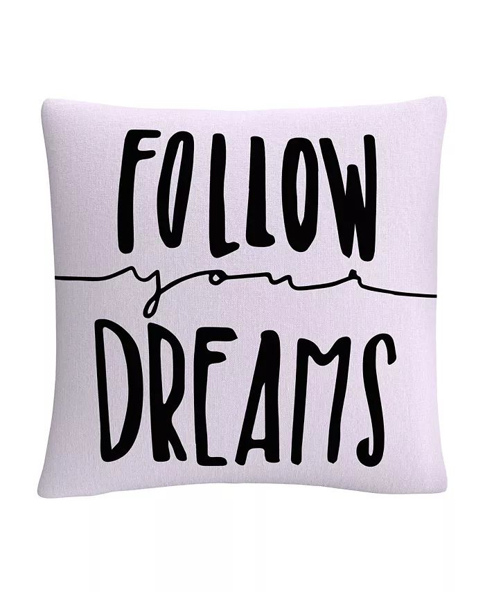 Baldwin ABC Typographic Follow Your Dreams Decorative Pillow， 16
