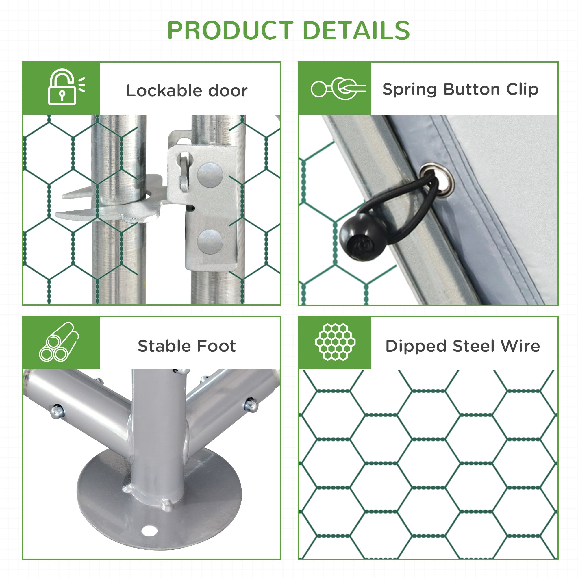 PawHut 18.7 ft Large Metal Chicken Coop for 18 Chickens， Walk-In Chicken Coop Run， Big Chicken House， Ducks Rabbit Enclosure for Backyard with Water-resistant and Anti-UV Cover