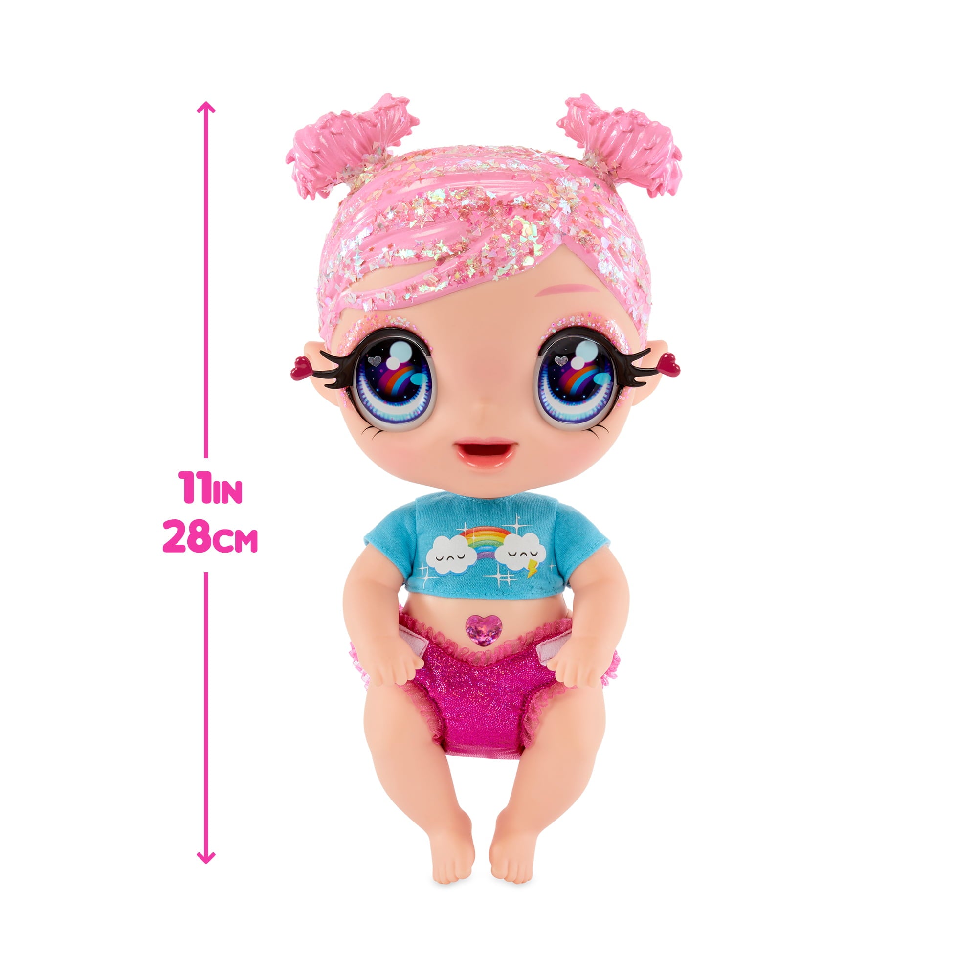 Glitter Babyz Dreamia Stardust (Pink) Baby Doll w/ 3 Color Changes, Gift Toy for Girls Ages 3 4 5+