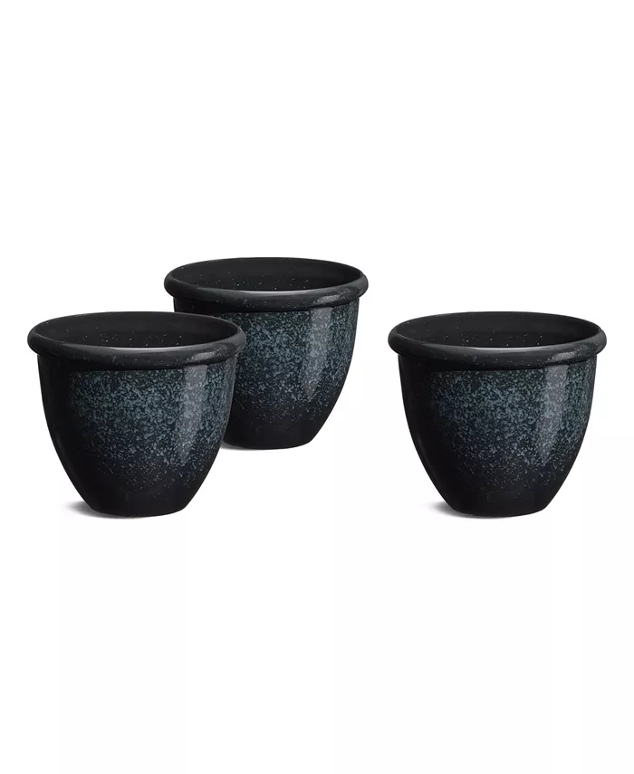 Glitzhome Environmental Oversized Faux Ceramic Round Pot Planter， Set of 3