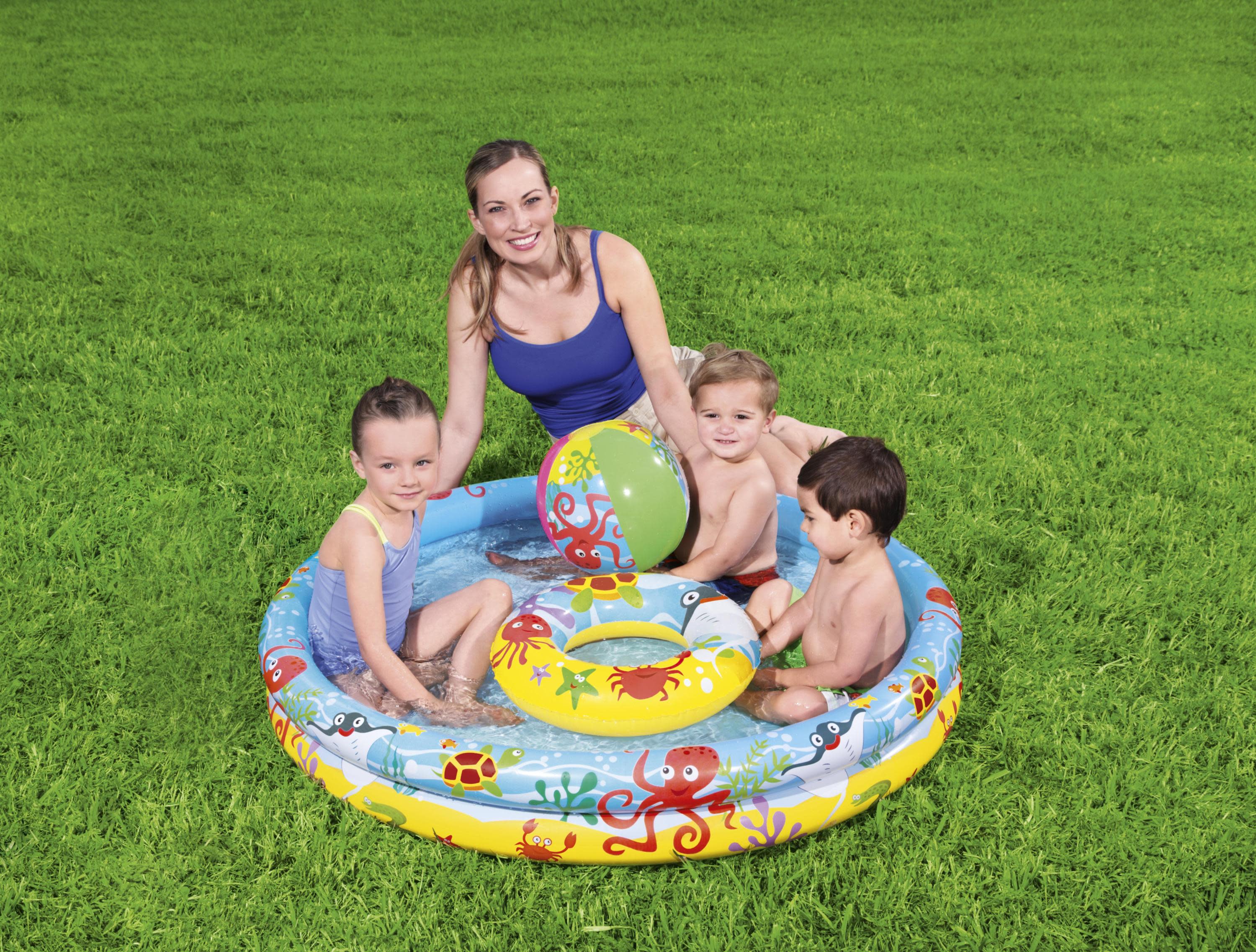 H2OGO! 48in. Inflatable Circle Baby Pool with Beach Ball and Swim Ring