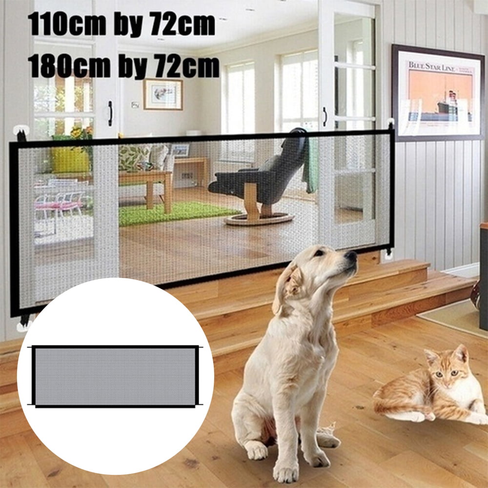 HOTBEST Wide Gate Magic Gate For Dogs Mesh Dog Gate Retractable Dog Gate Portable Adjustable Safety Mesh Dog Gate For Stairs Doorways Indoor and Outdoor (110 x 72 cm)