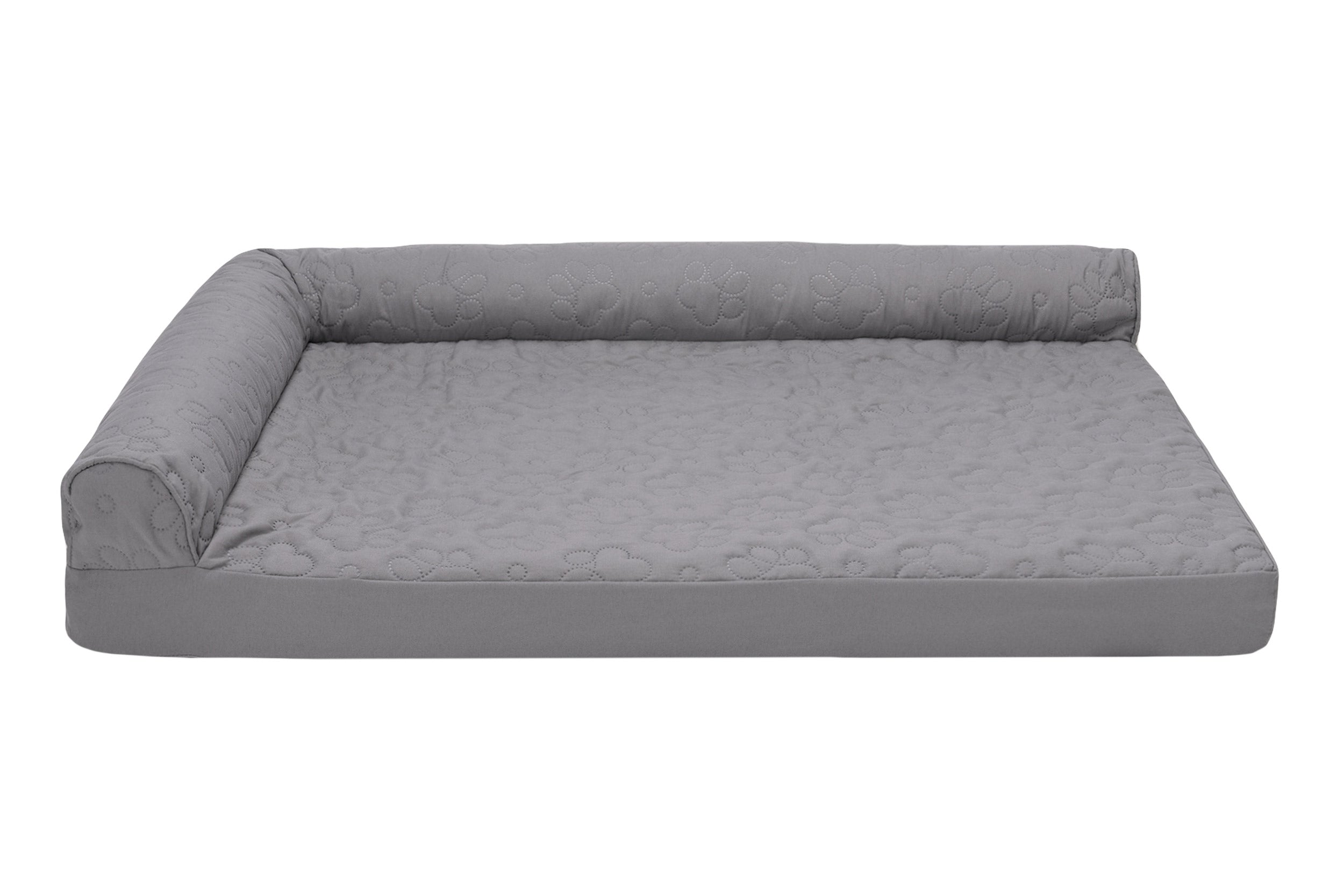 FurHaven Pet Products | Paw-Quilted Cool Gel Top Deluxe L-Chaise - Large， Titanium