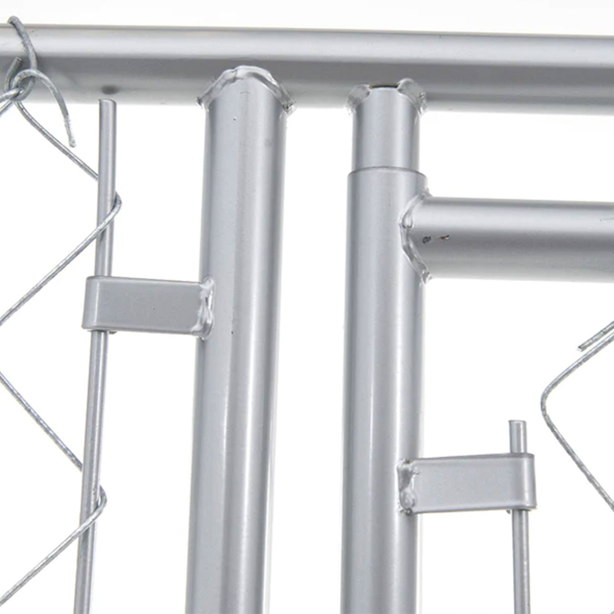 Lucky Dog 2-in-1 Size Galvanized Chain Link Kennel - Silver - CL 61528EZ