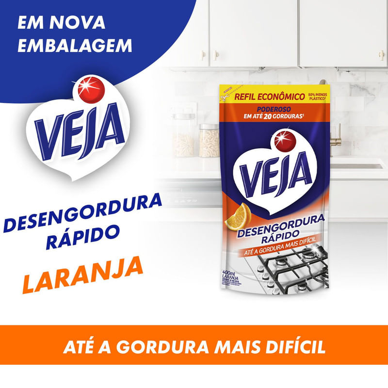 Veja Desengordura Rapido Limpador Laranja 400ml Refil Economico