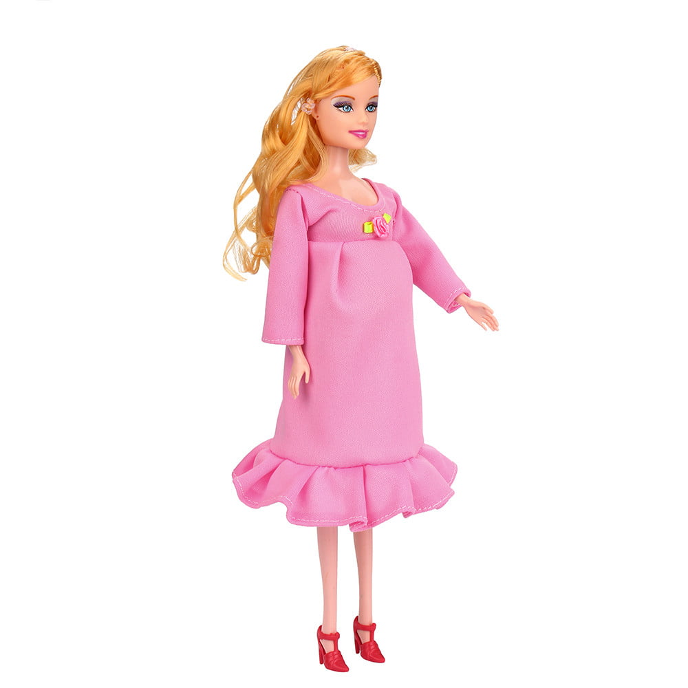 〖Follure〗Pink Dress Real Pregnant Doll Suit Doll Have A Baby In Her Tummy