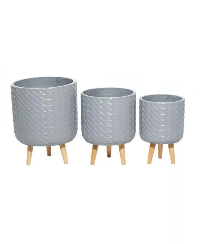 Rosemary Lane Magnesium Oxide Contemporary Planters， Set of 3