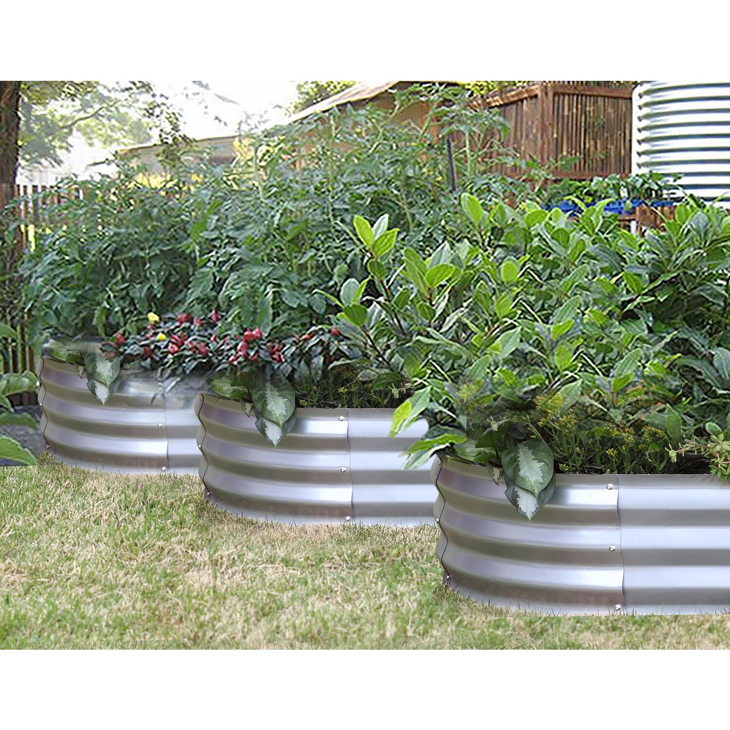 LuxenHome WHPL1606 6 x 3 in. Oval Raised Galvanized Steel Garden Bed Planter, Silver