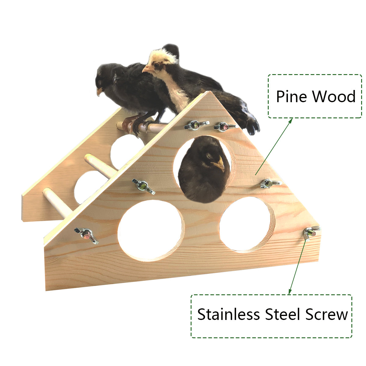 Vehomy Chicken Perch for Chicks Chicken Wood Stand with Holes Chick Stand Trainning Perch Chicken Roost bar for Chicks Chicken Swing Chicken Toy for Hens