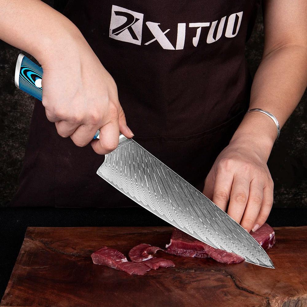 Faca Japonesa SuperSharp™ - Perfeição em Cada Corte com Aço Damasco!
