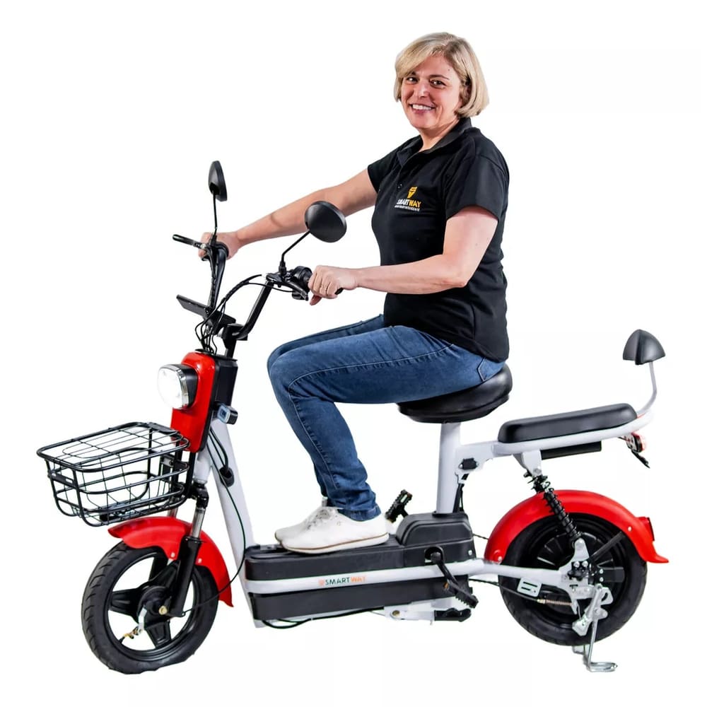 Bicicleta Elétrica Route 500w Adulto Sem CNH Scooter - Cor: Vermelho-Branco